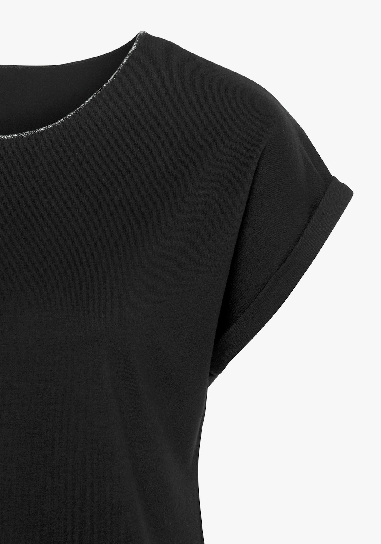 LASCANA Shirt met ronde hals - zwart