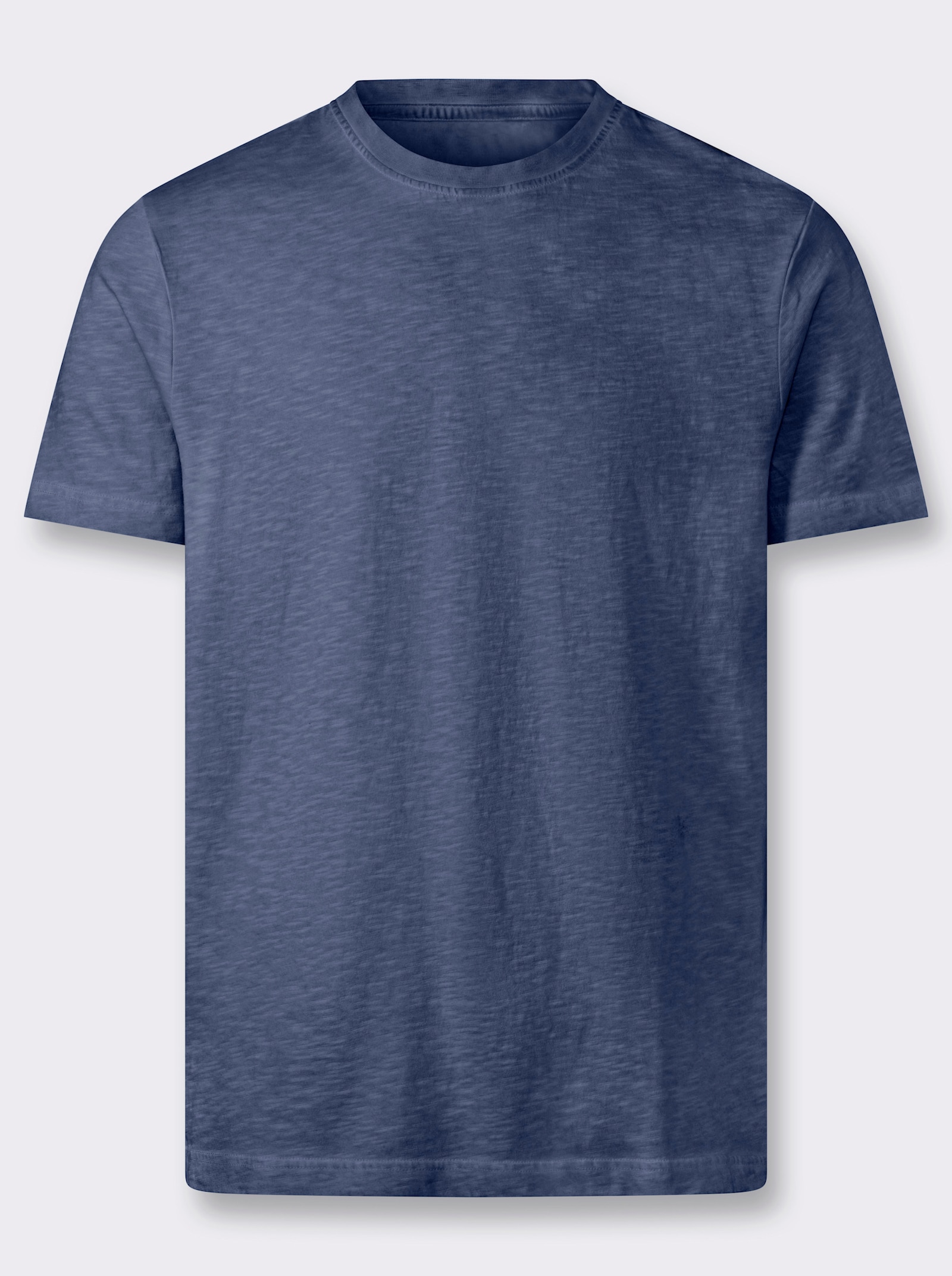 Kurzarmshirt mit Rundhals-Ausschnitt, Baumwolle - marine