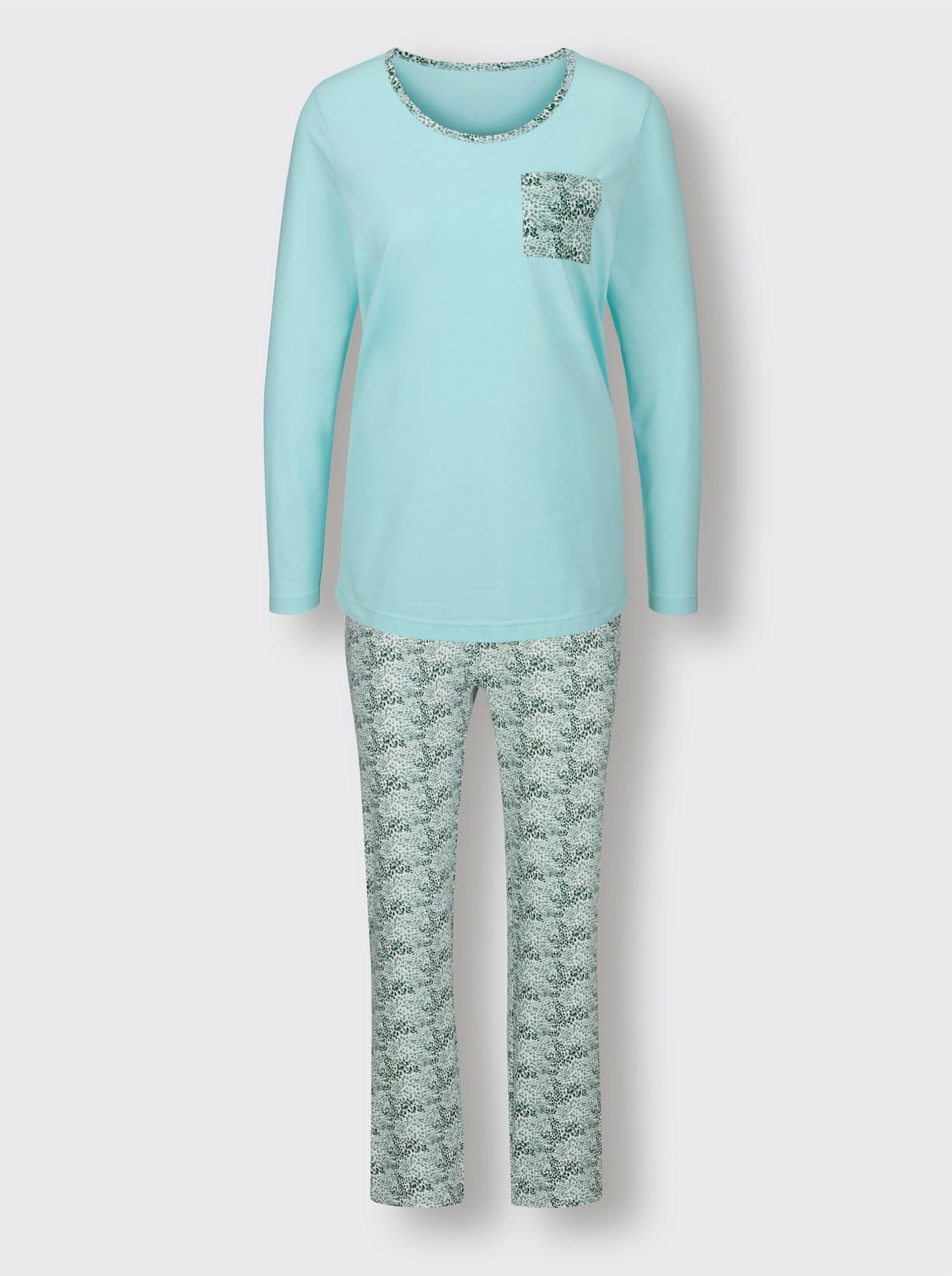 wäschepur Pyjama's - mint/ecru bedrukt + roze/ecru bedrukt