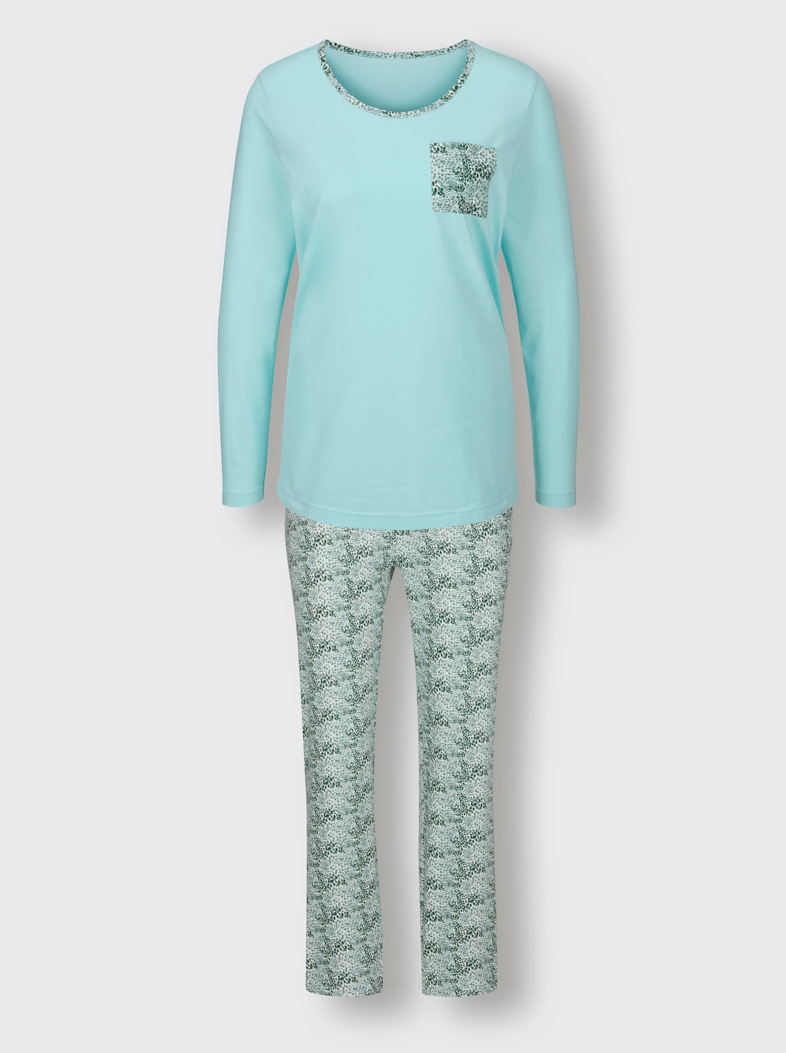 wäschepur Schlafanzüge - mint-ecru-bedruckt + rosé-ecru-bedruckt
