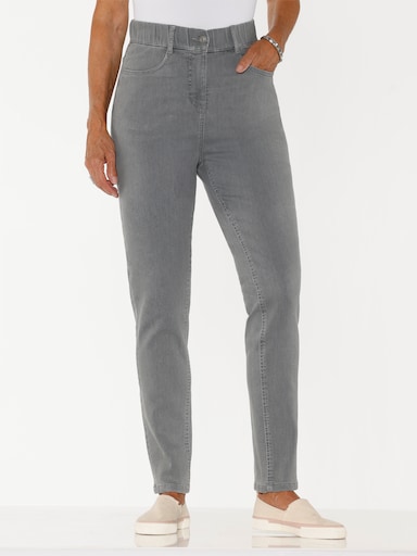 Jeans mit Rundum-Dehnbund - grey denim