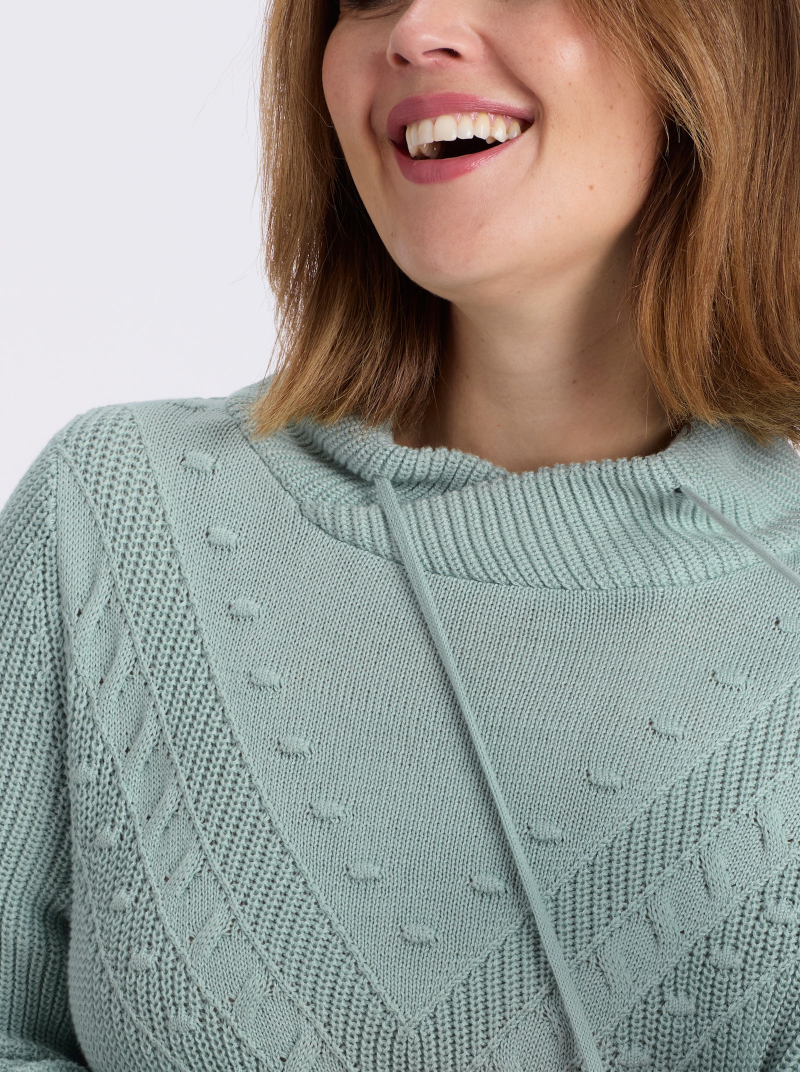 Strickpullover mit überlappendem Stehkragen - kalkmint