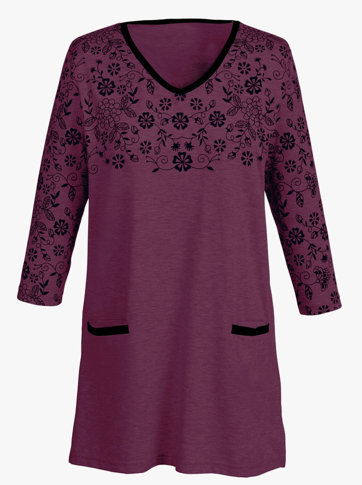 Longshirt - bordeaux-schwarz