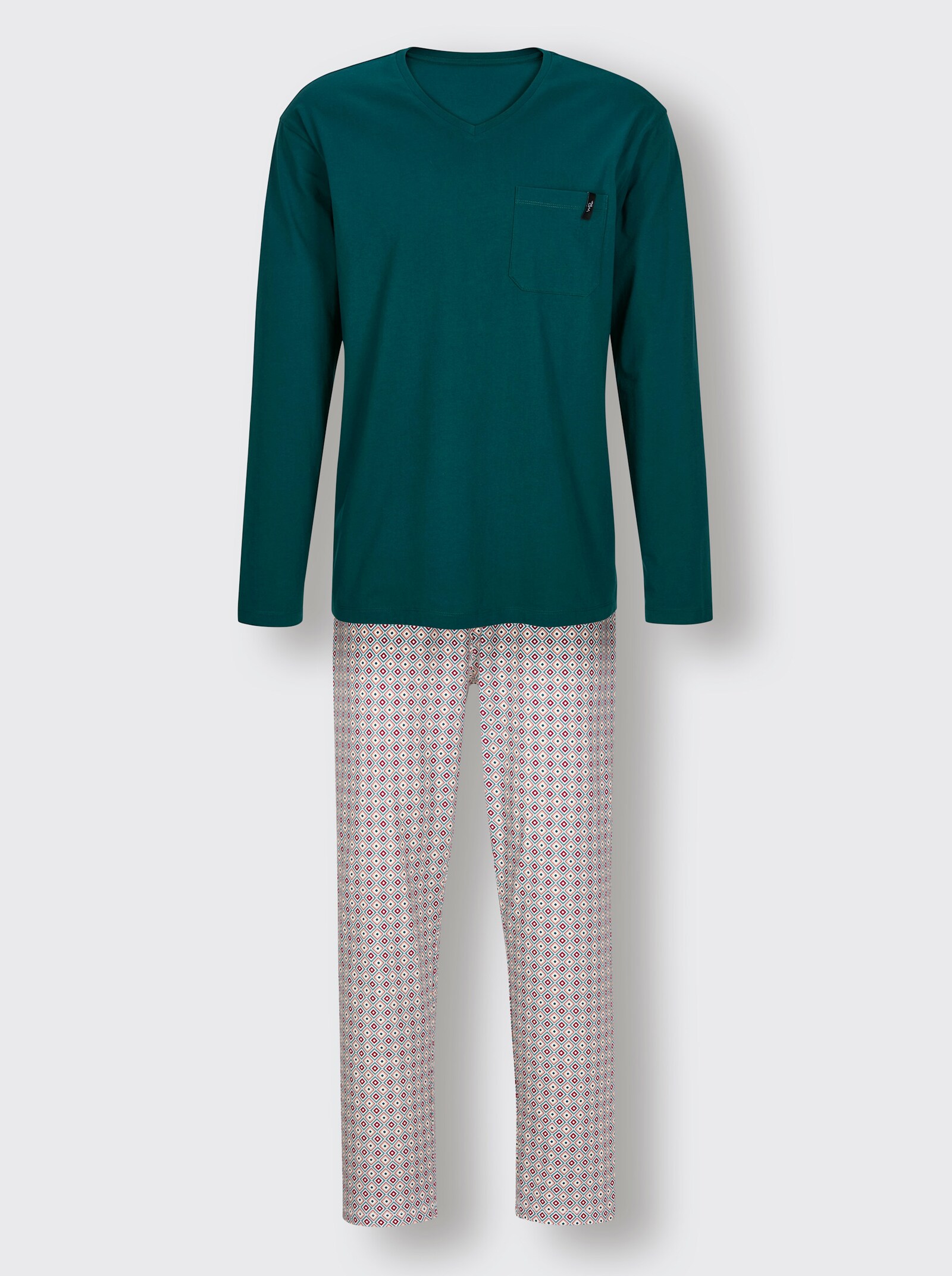wäschepur men Schlafanzug - petrol-jade-bedruckt