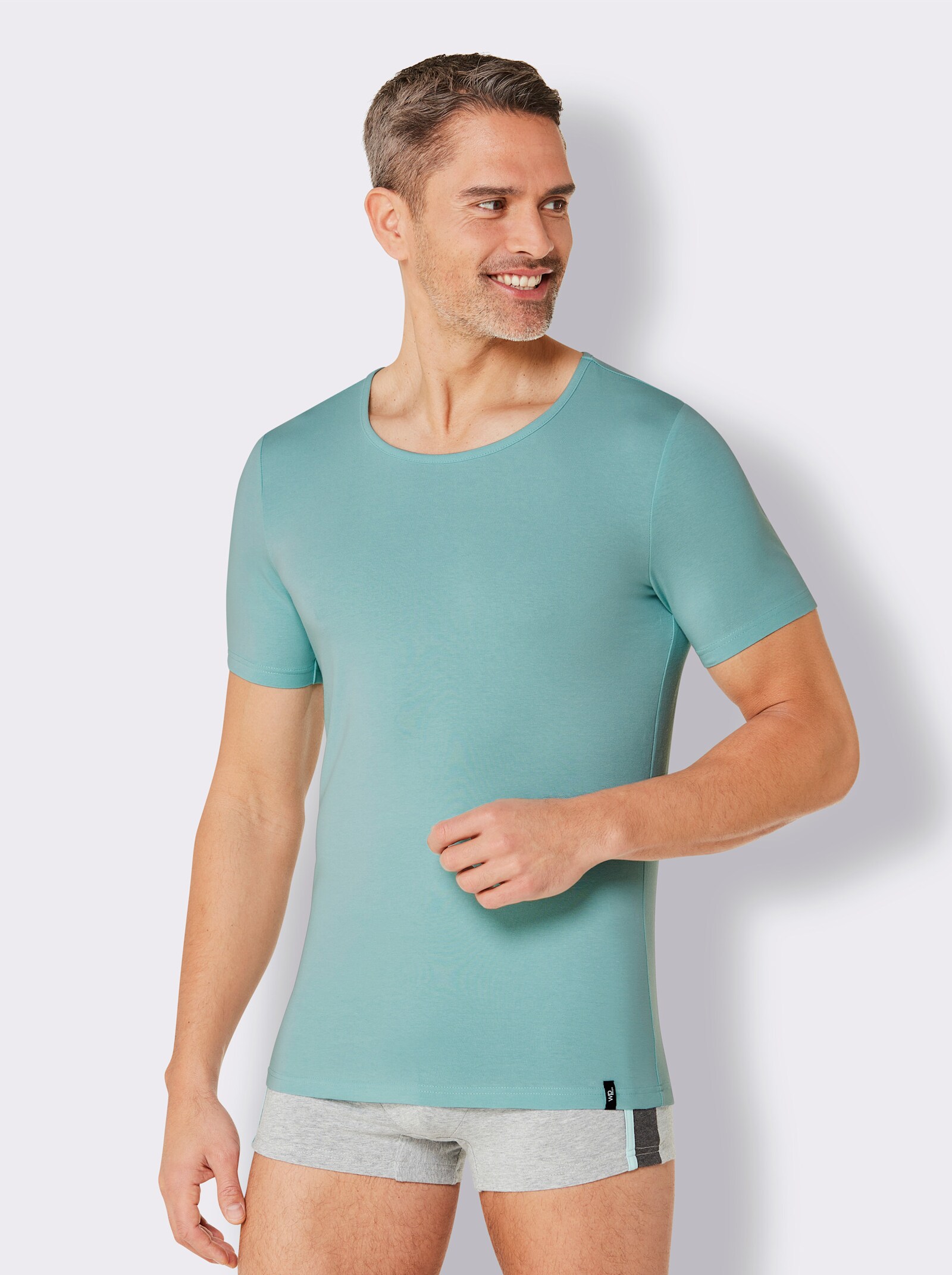 wäschepur men Shirt - mint + grijs gemêleerd