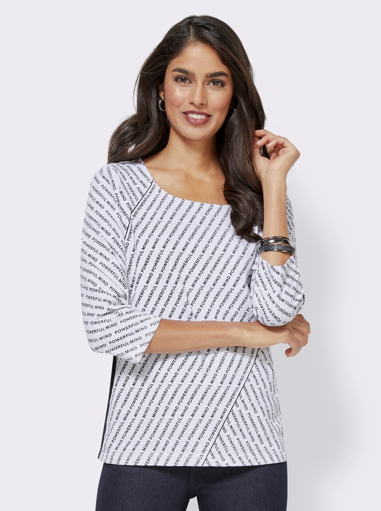 Print-Shirt - weiß-schwarz