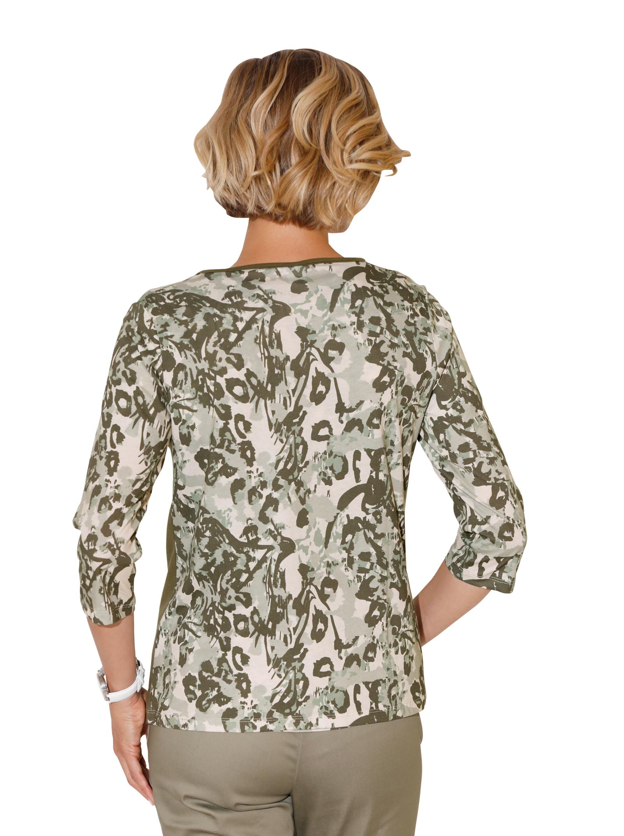 Shirtjacke - oliv-gemustert