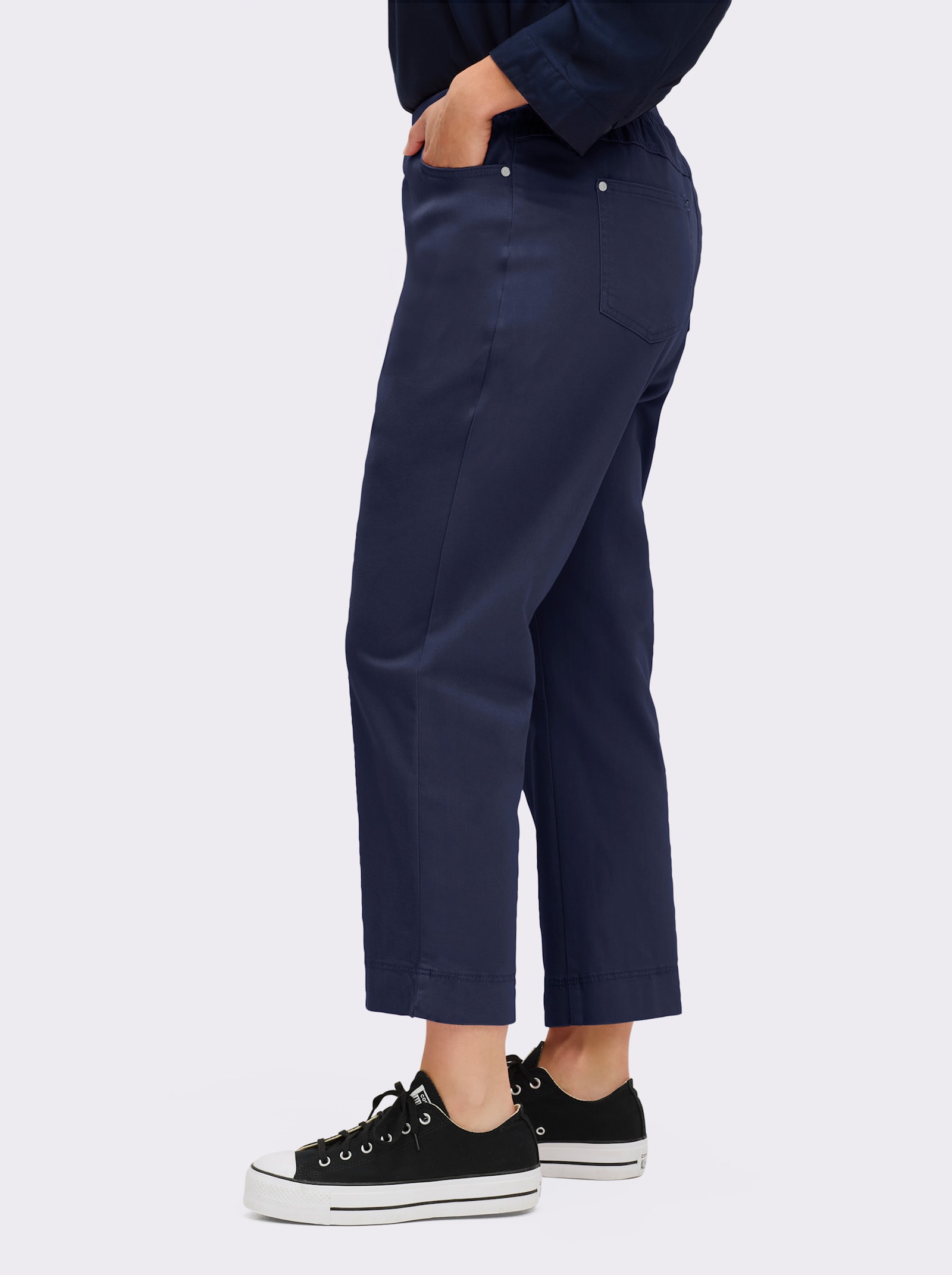 7/8-Jeans mit Jersey-Bund in softer Qualität - marine