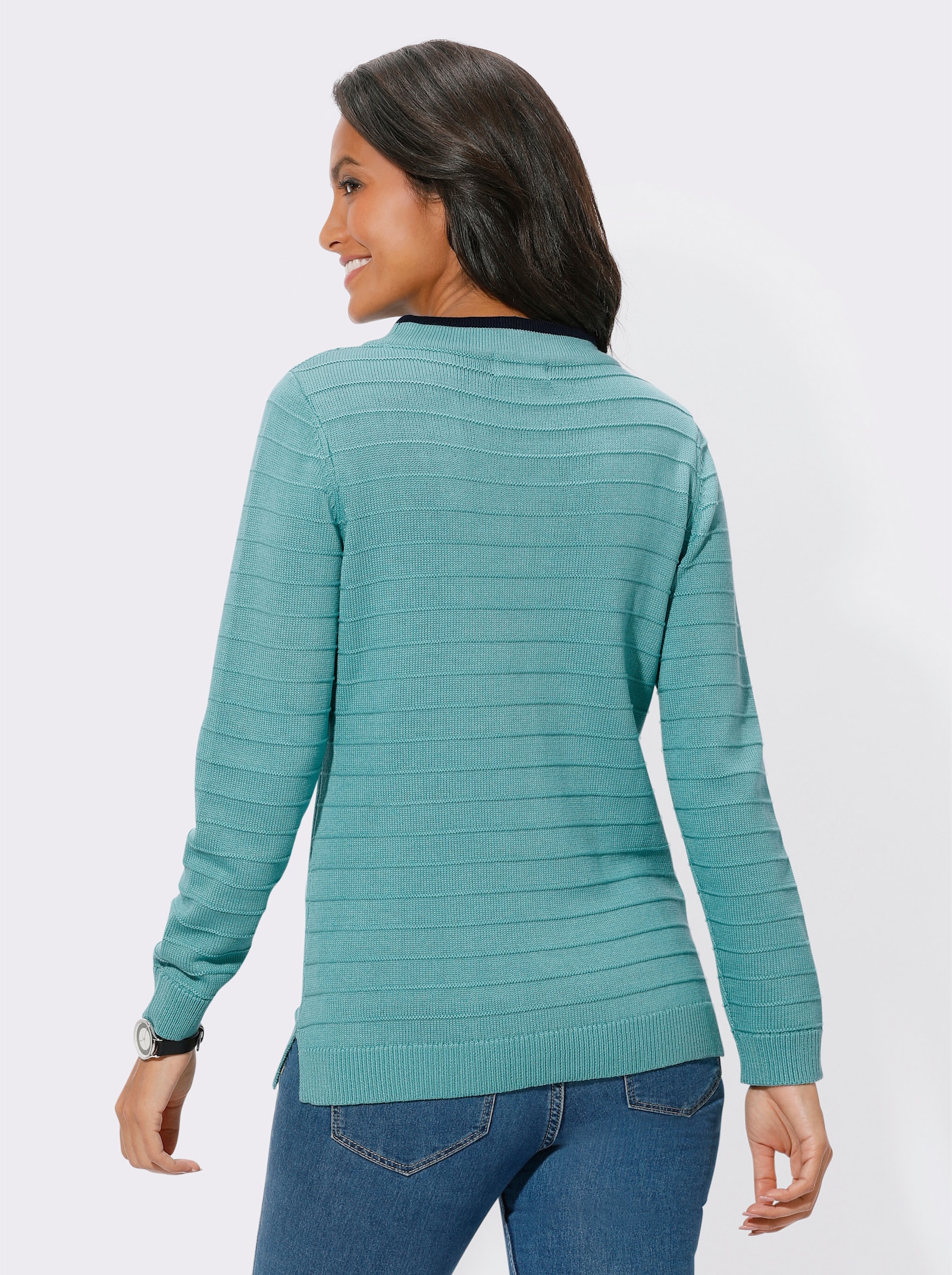 Pullover met lange mouwen en kelkkraag - oceaan