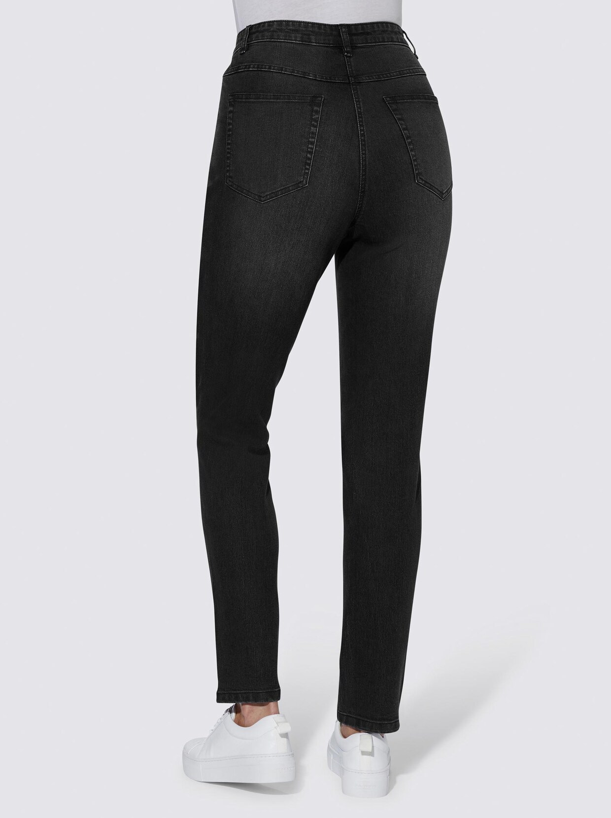 High-waist-Jeans - black denim
