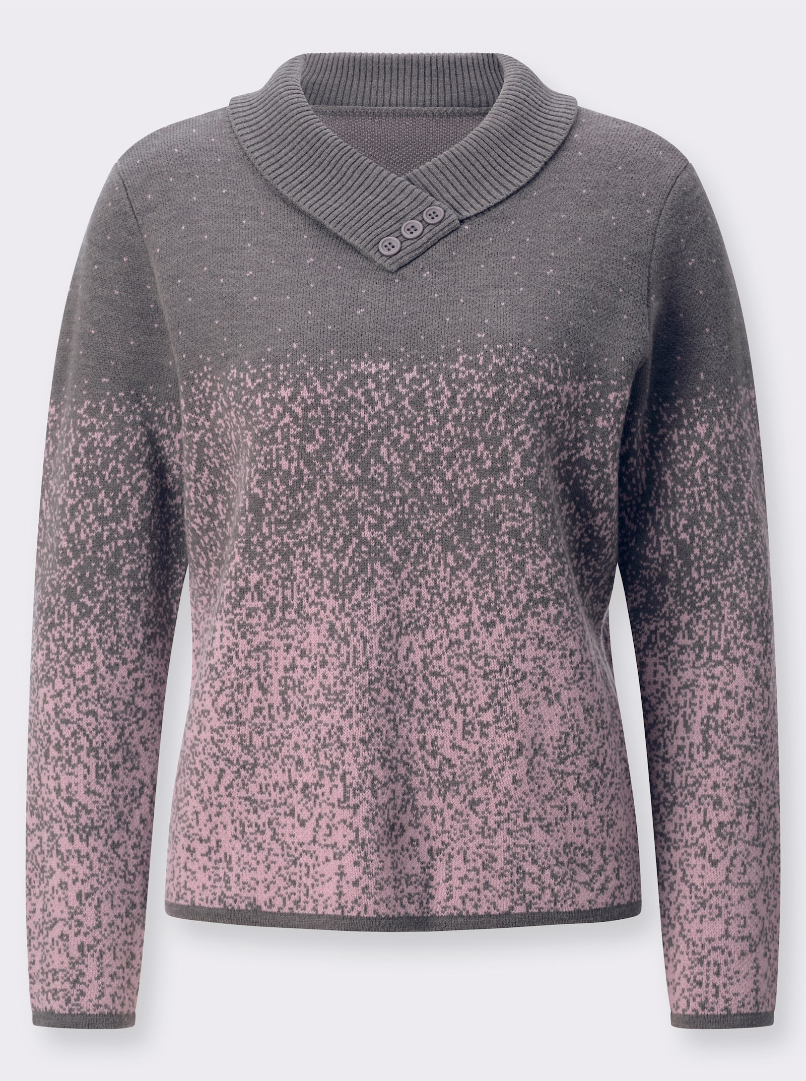 Langarm-Pullover mit Farbverlauf - anthrazit-mauve-gemustert