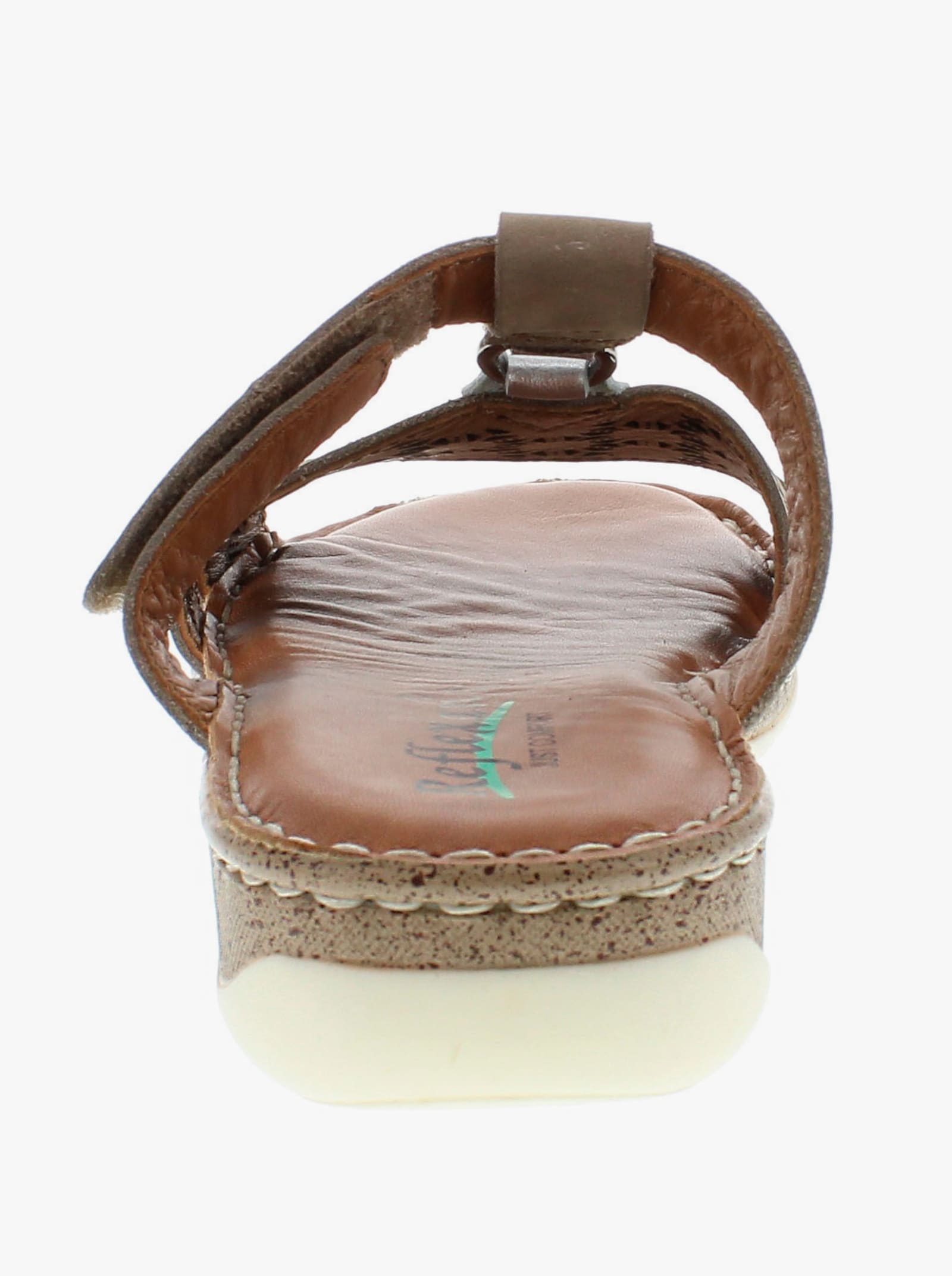 Reflexan Pantolette mit sommerlicher Perforation - braun-silberfarben