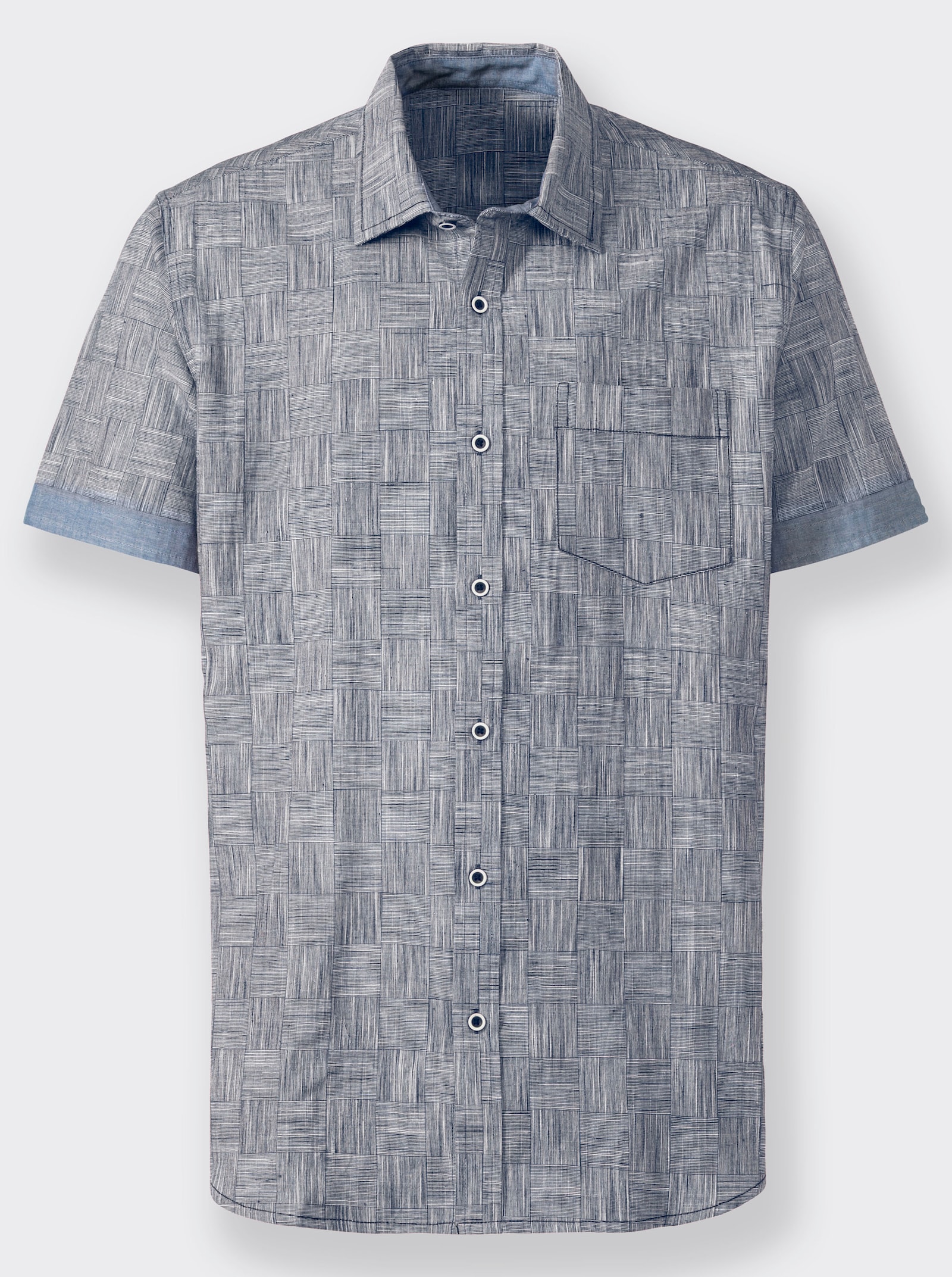 Marco Donati Kurzarm-Hemd - dunkelblau-meliert