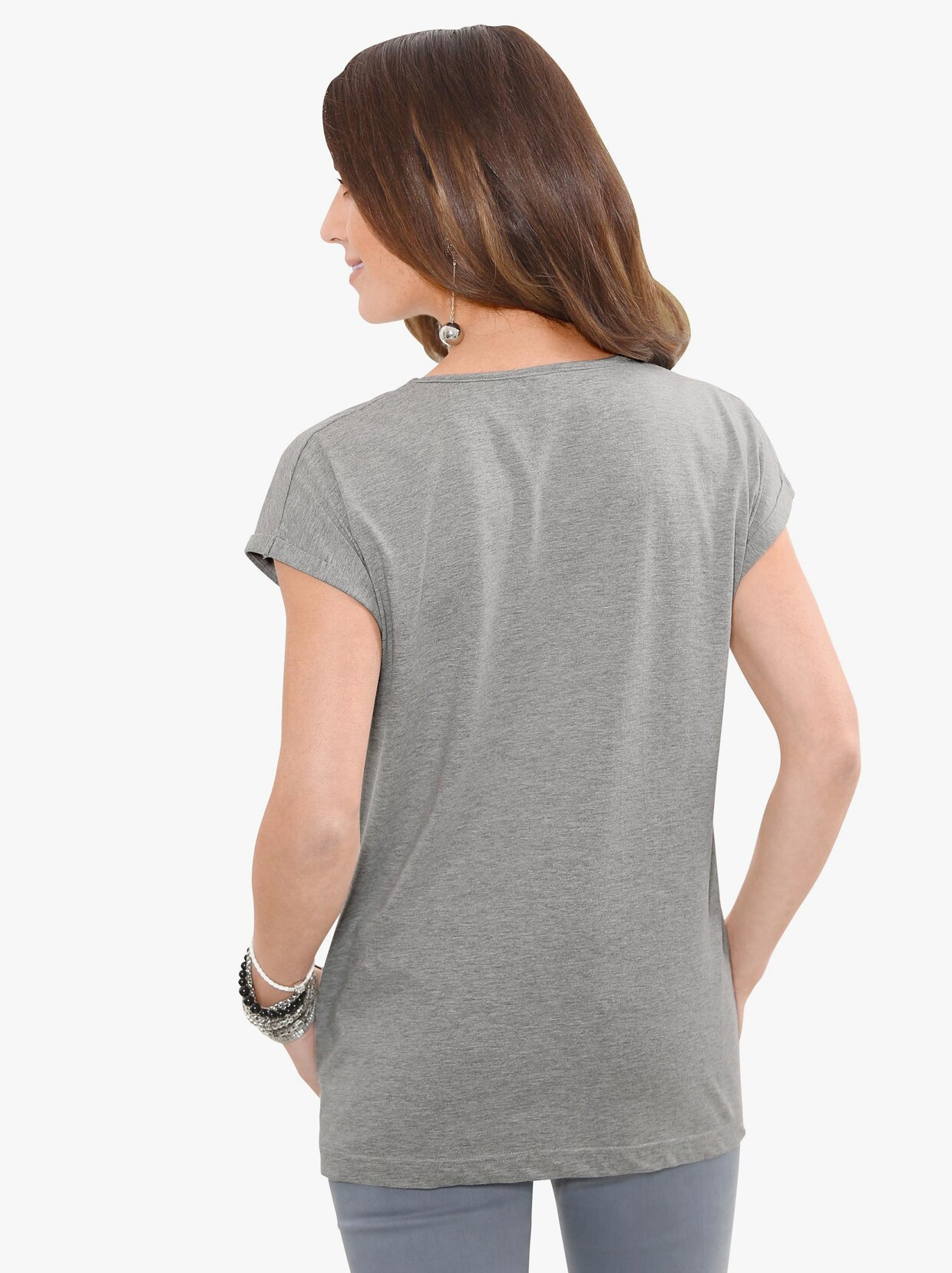 Tričko s kulatým výstřihem - šedá-melír