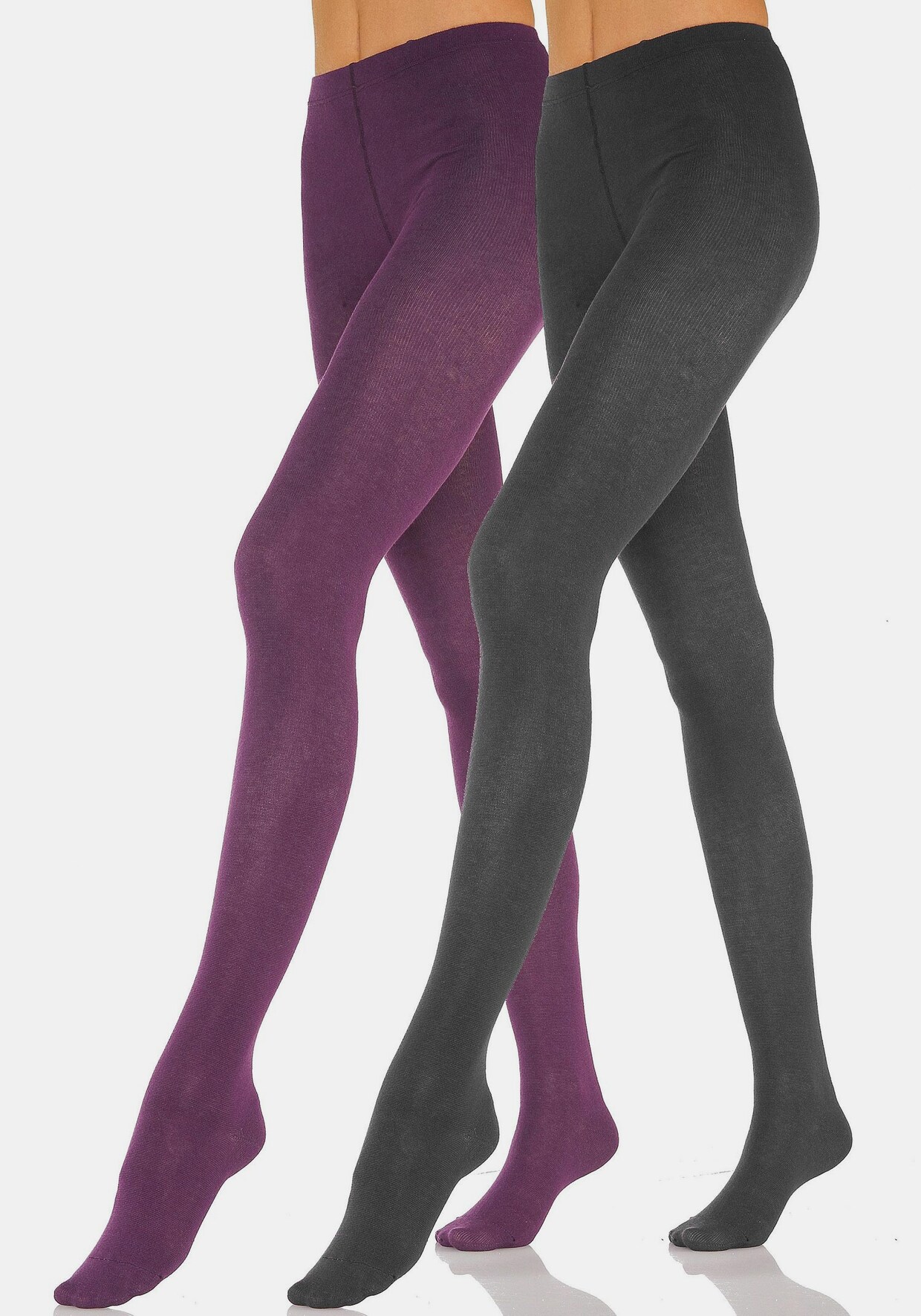 Rogo Strumpfhose - 1x violett-schwarz + 1x schwarz