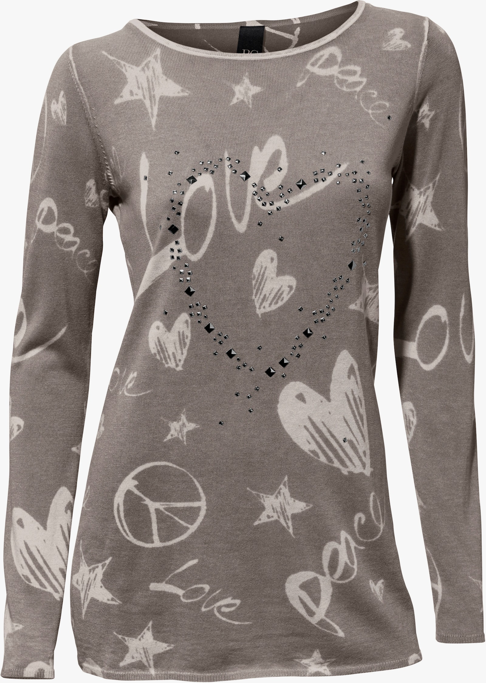 heine Feinstrickpullover mit Grafik-Print - taupe