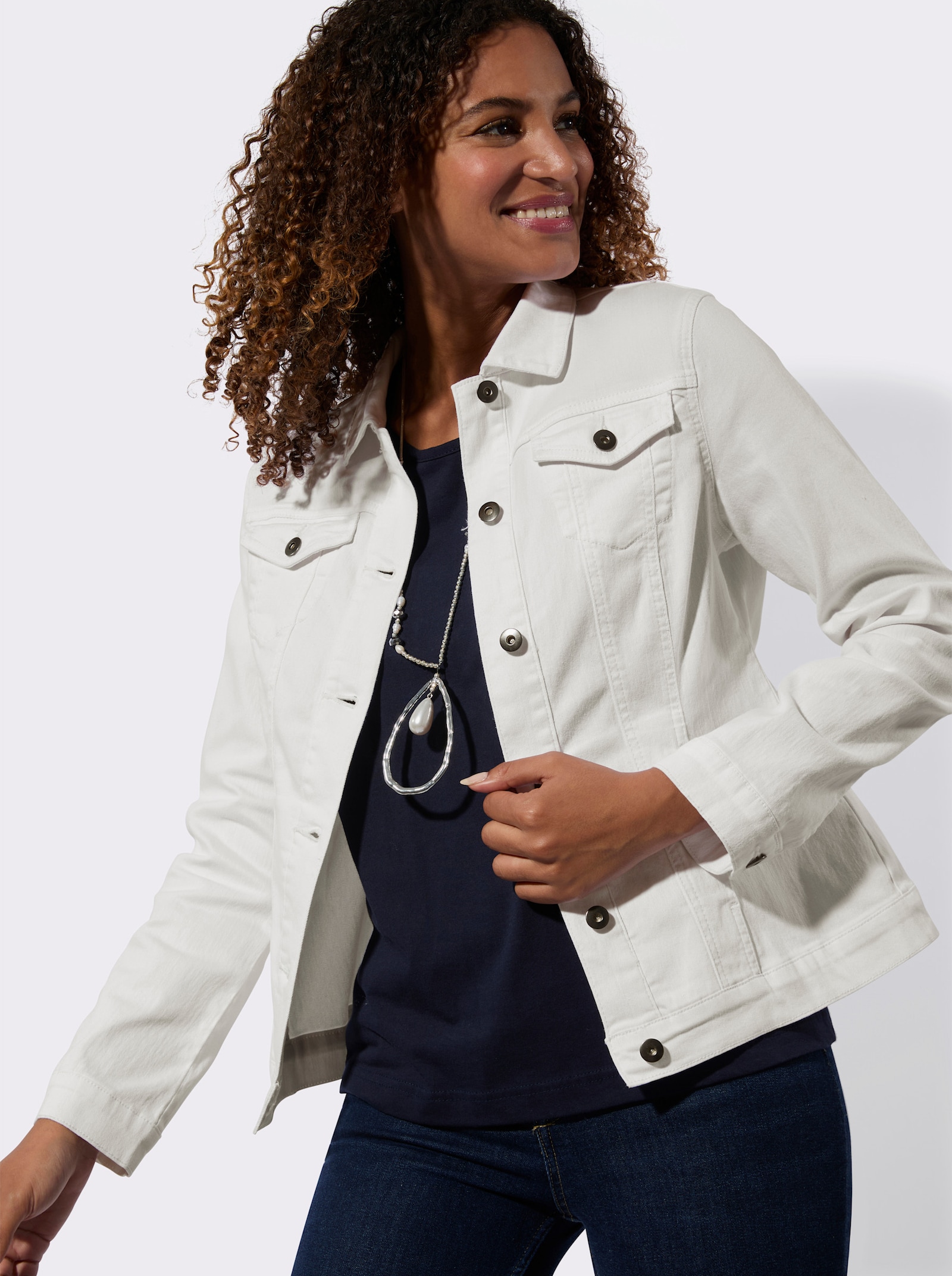 Jeansjack elastisch materiaal - wit