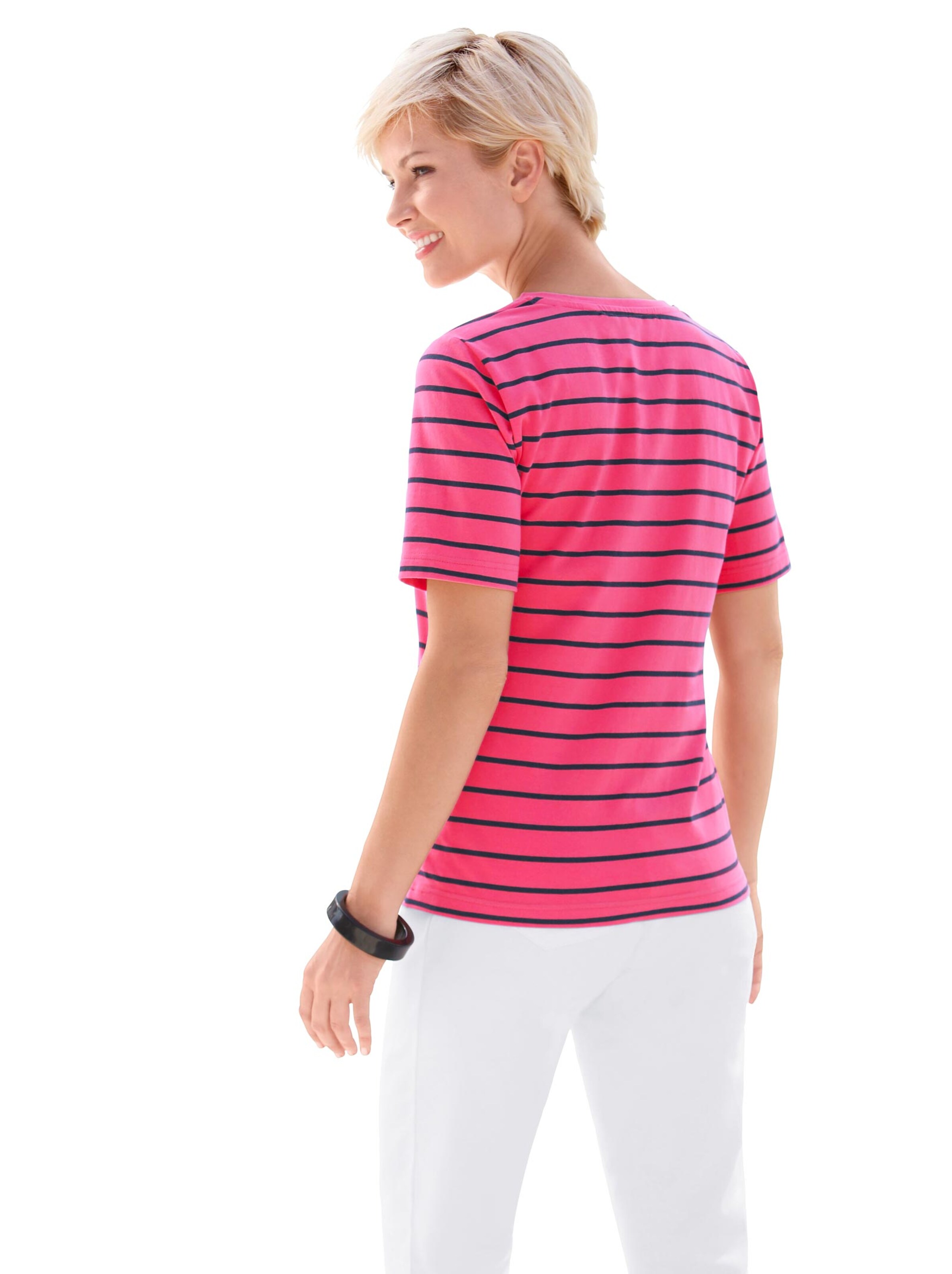 Shirt - koralle-marine-geringelt