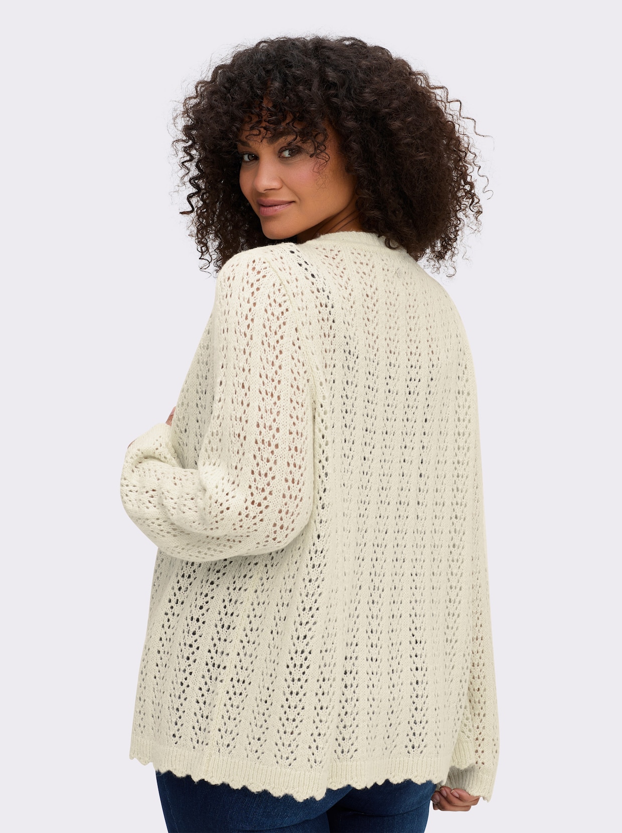 sheego Ajourstrickjacke - champagner