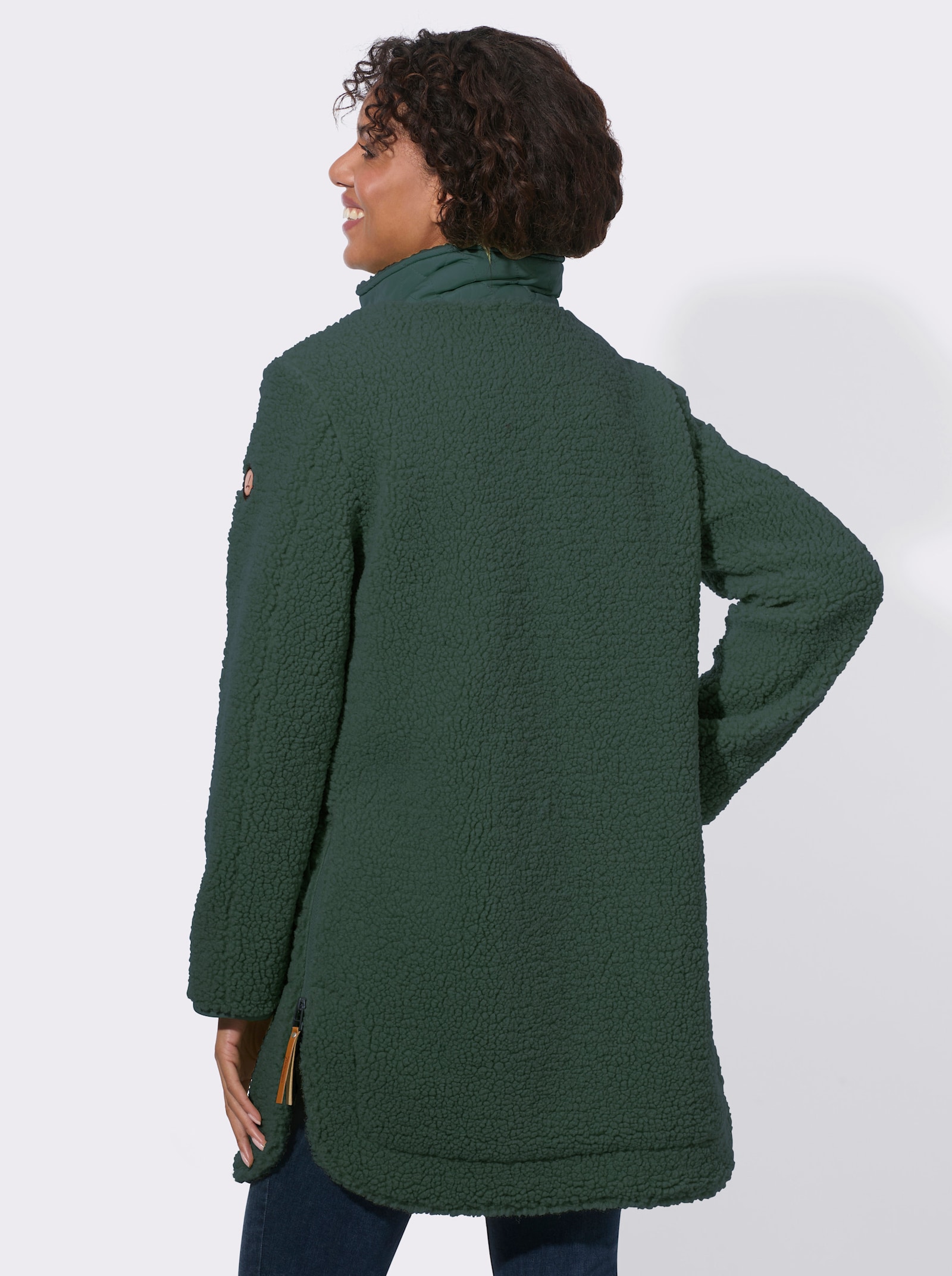  Teddyjacke mit Reißverschluss an den Saumschlitzen - moos