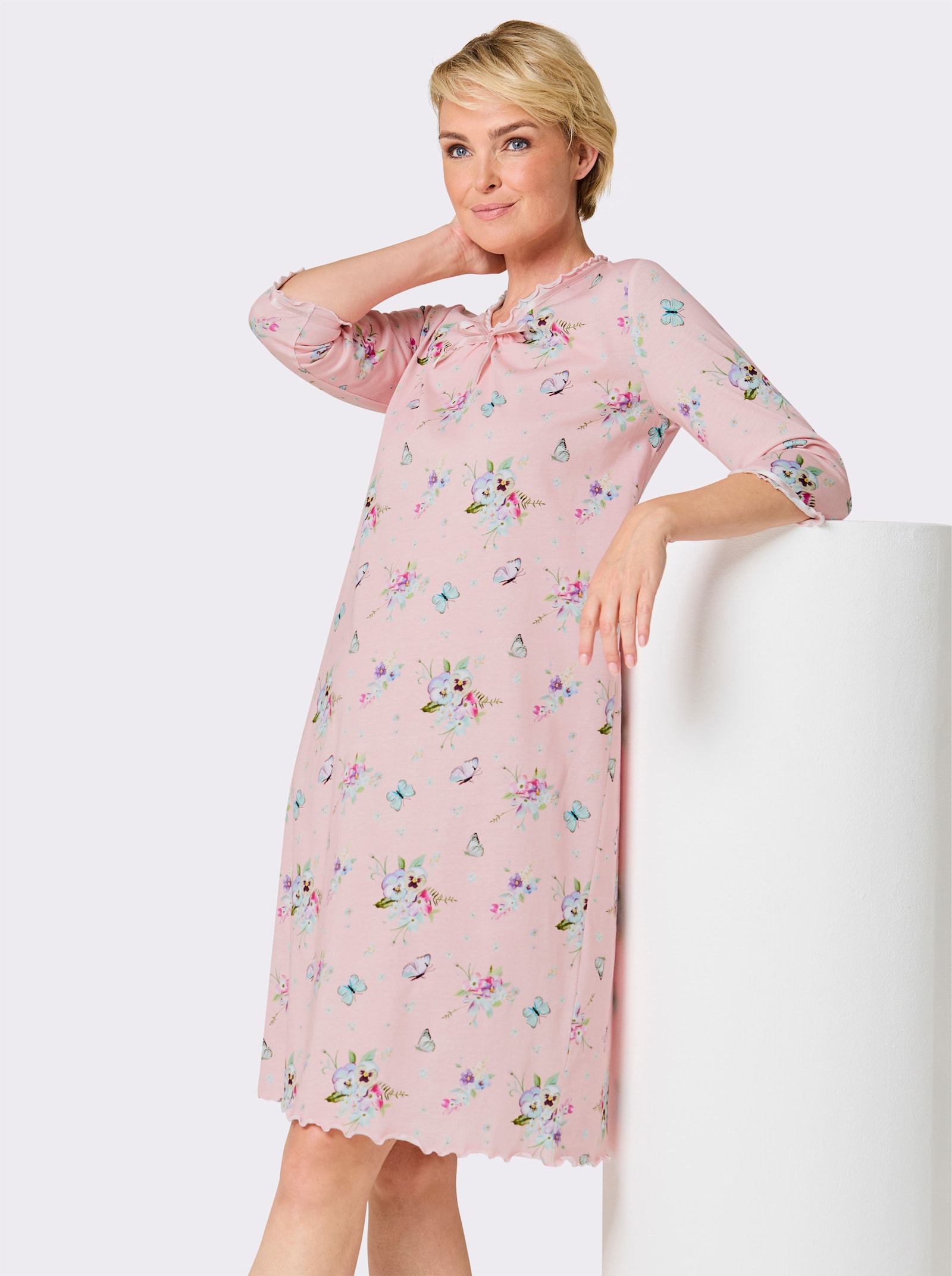 wäschepur Nachthemd - lichtroze bedrukt