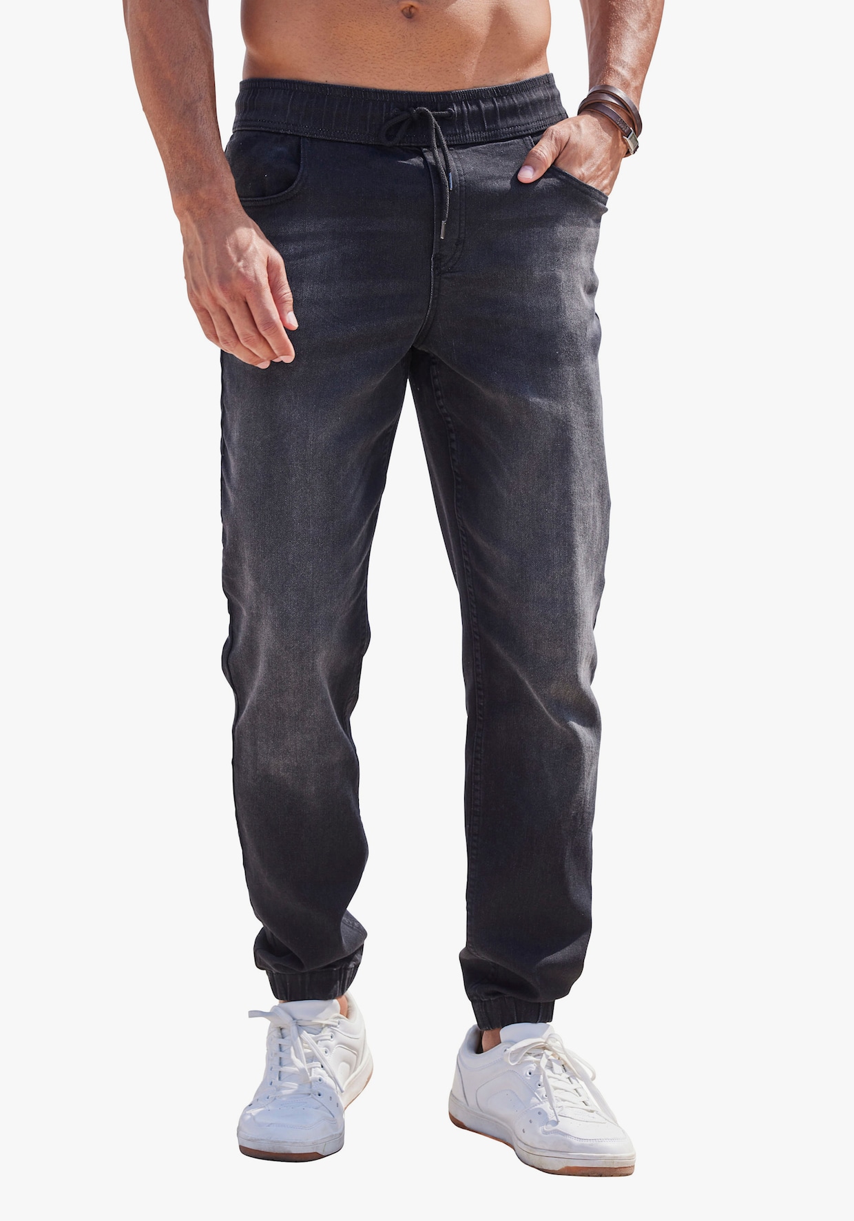 Schlupfjeans - black-denim