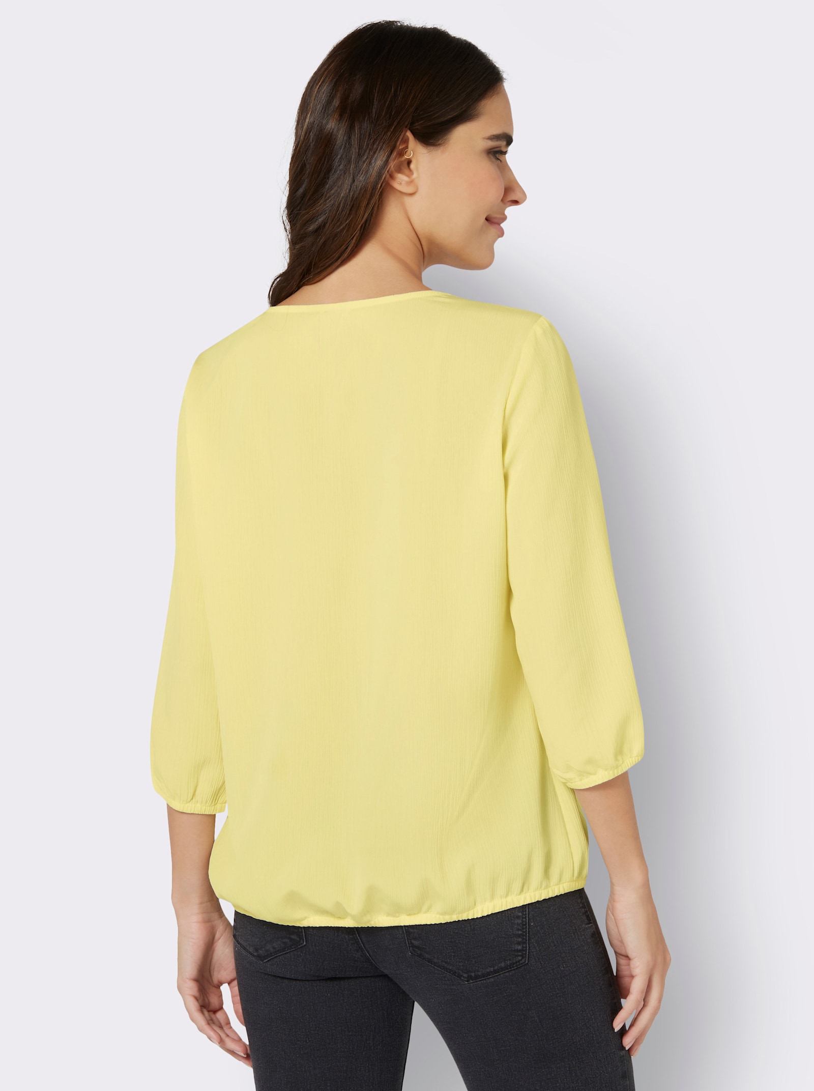 Comfortblouse met crinkle-effect - citroen