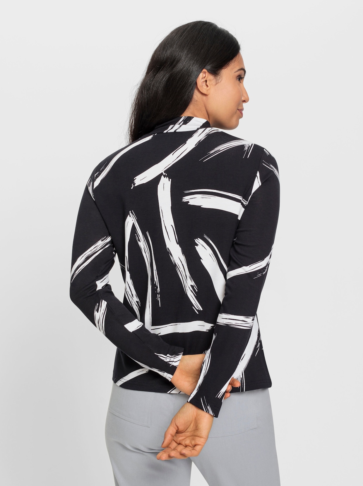 Shirt met lange mouwen - zwart/wit geprint