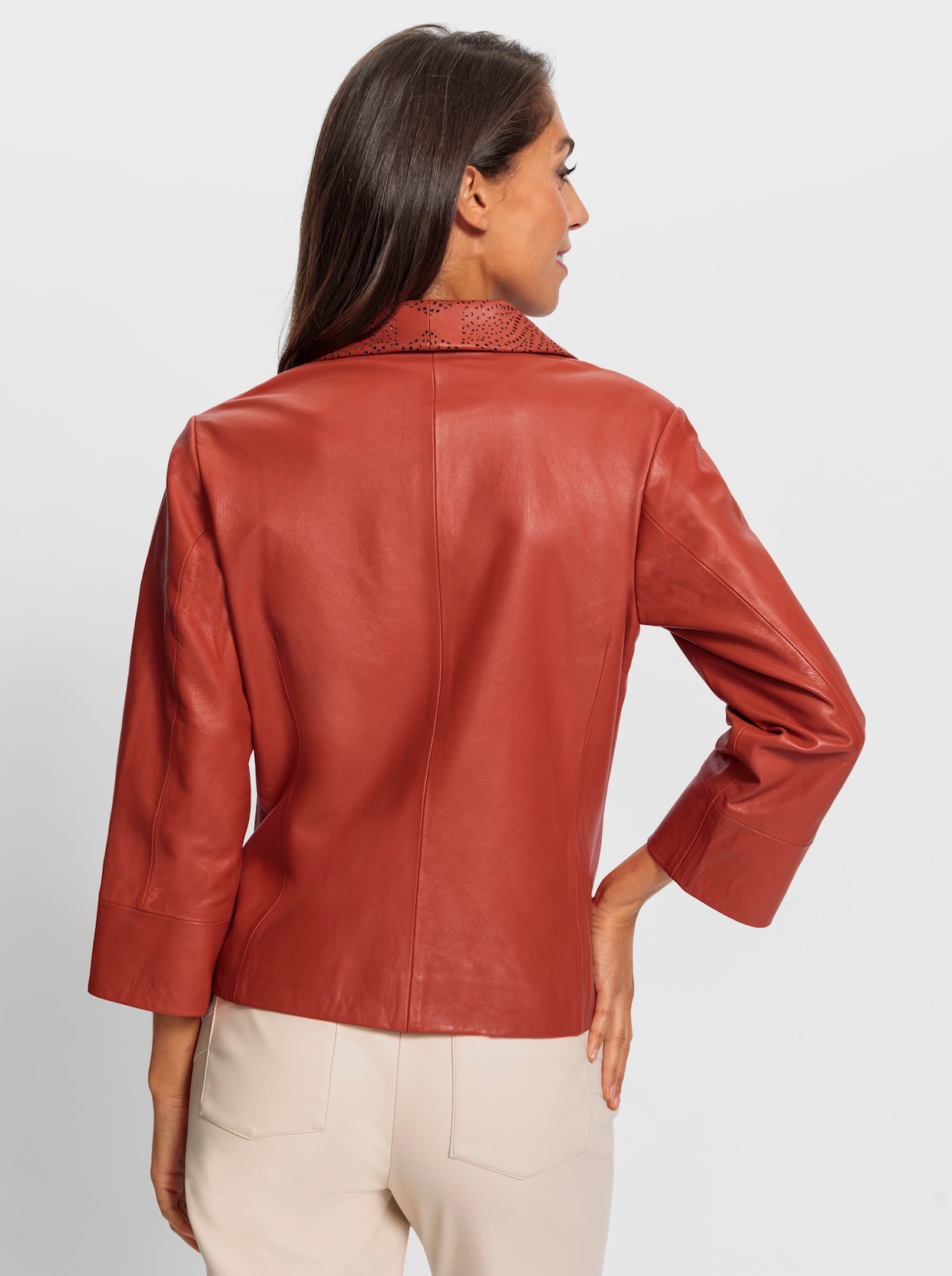 heine Veste en cuir - rouille