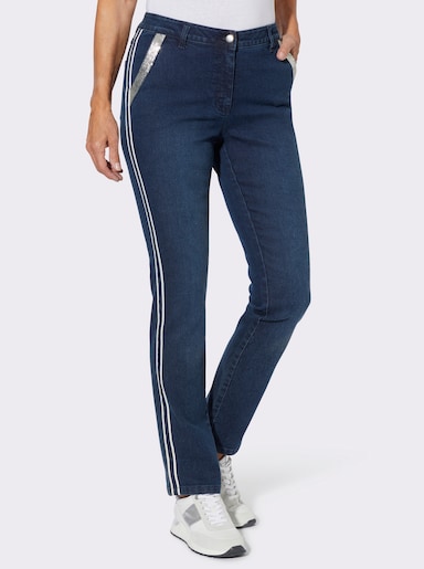 Jeans mit Galonstreifen - blue-stone-washed