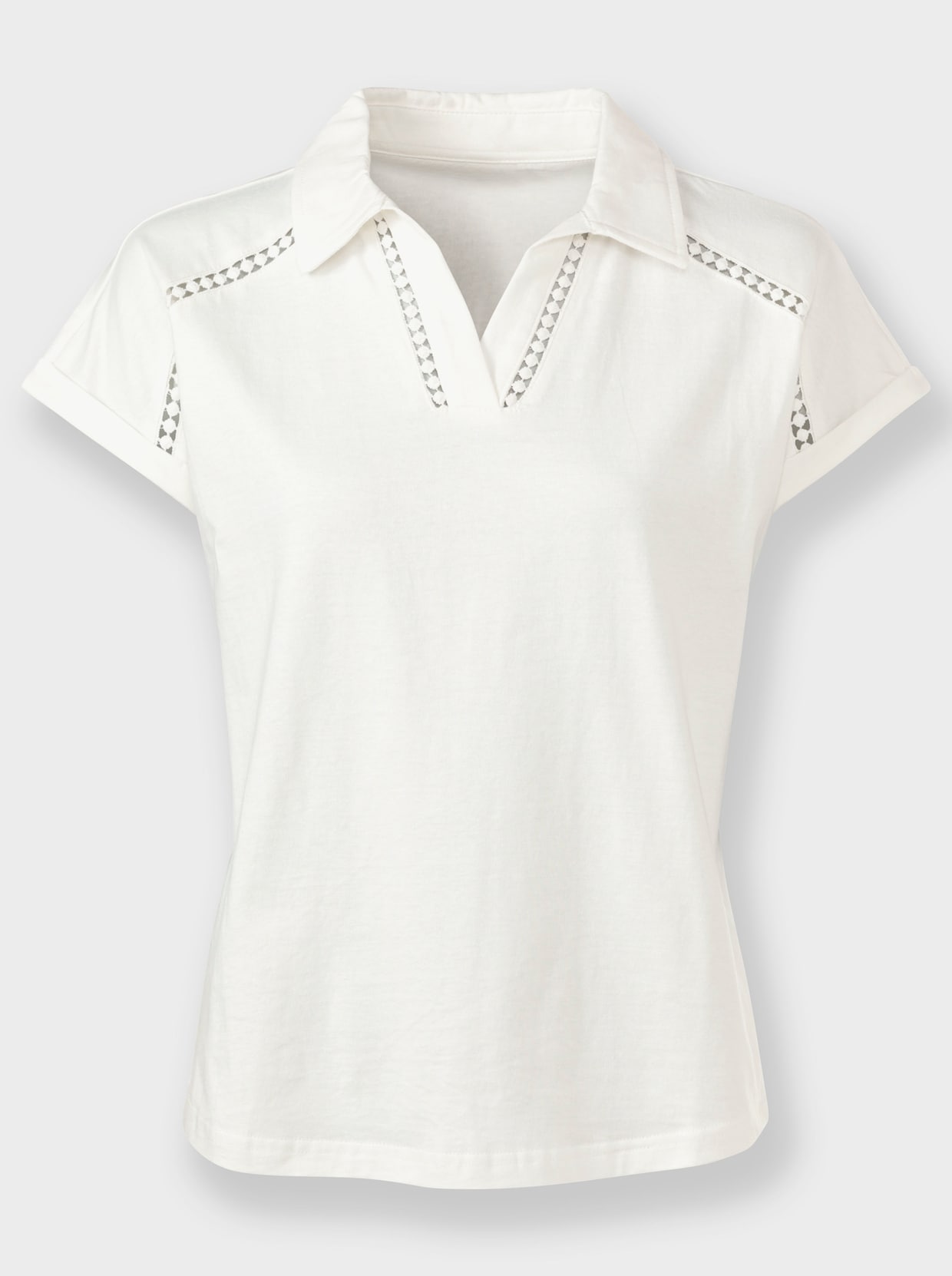 Shirt met V-hals - ecru