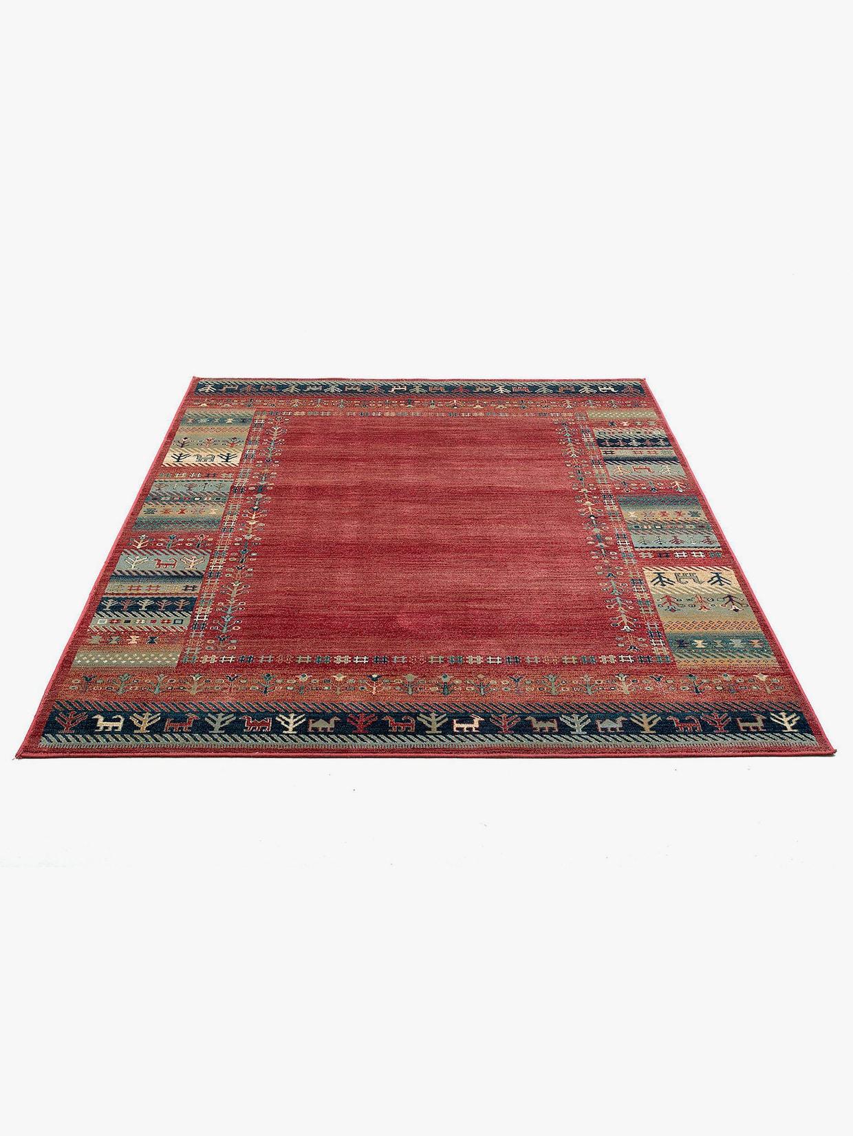 Theko Teppich - rot-gemustert