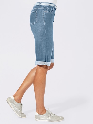 Jeansbermudas mit Gratis-Gürtel - blue-bleached