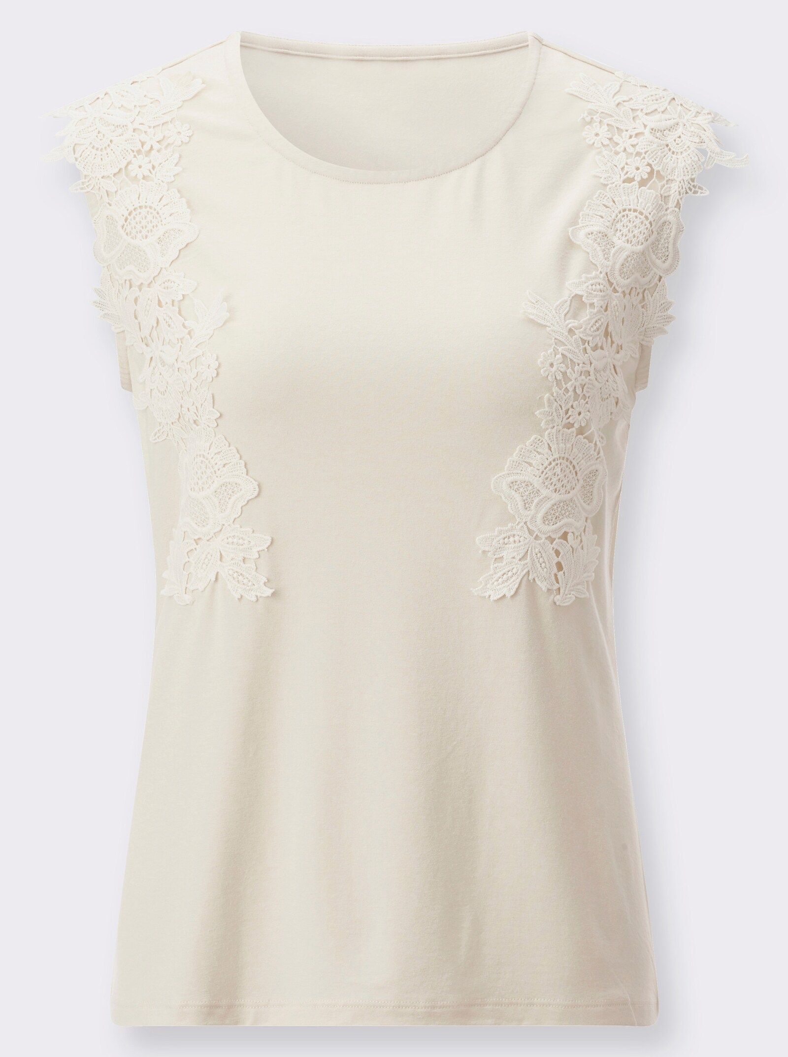 Shirt mit Spitzenborte - champagner