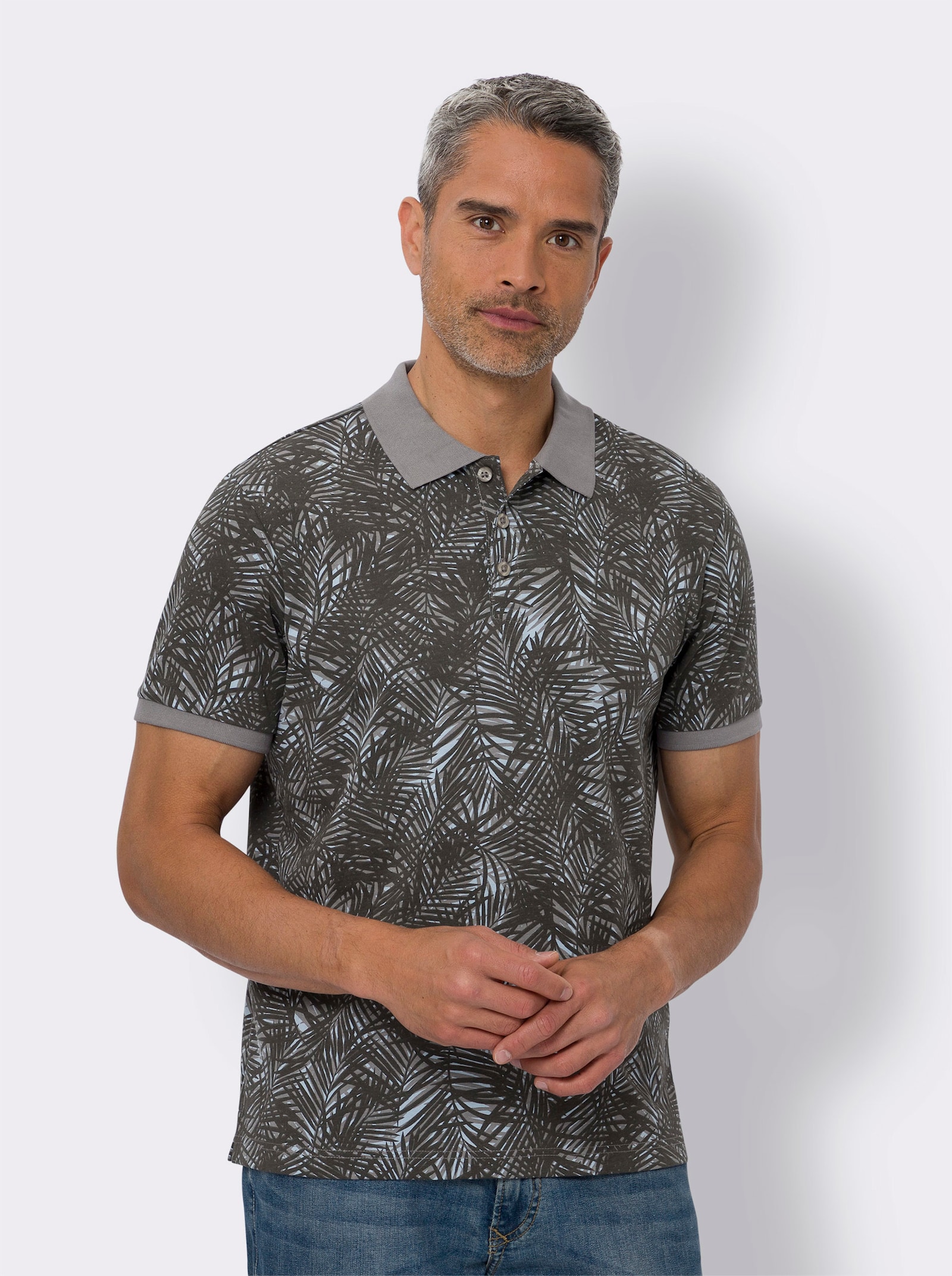 Polokošile s palmovým potiskem - grafitová-potisk