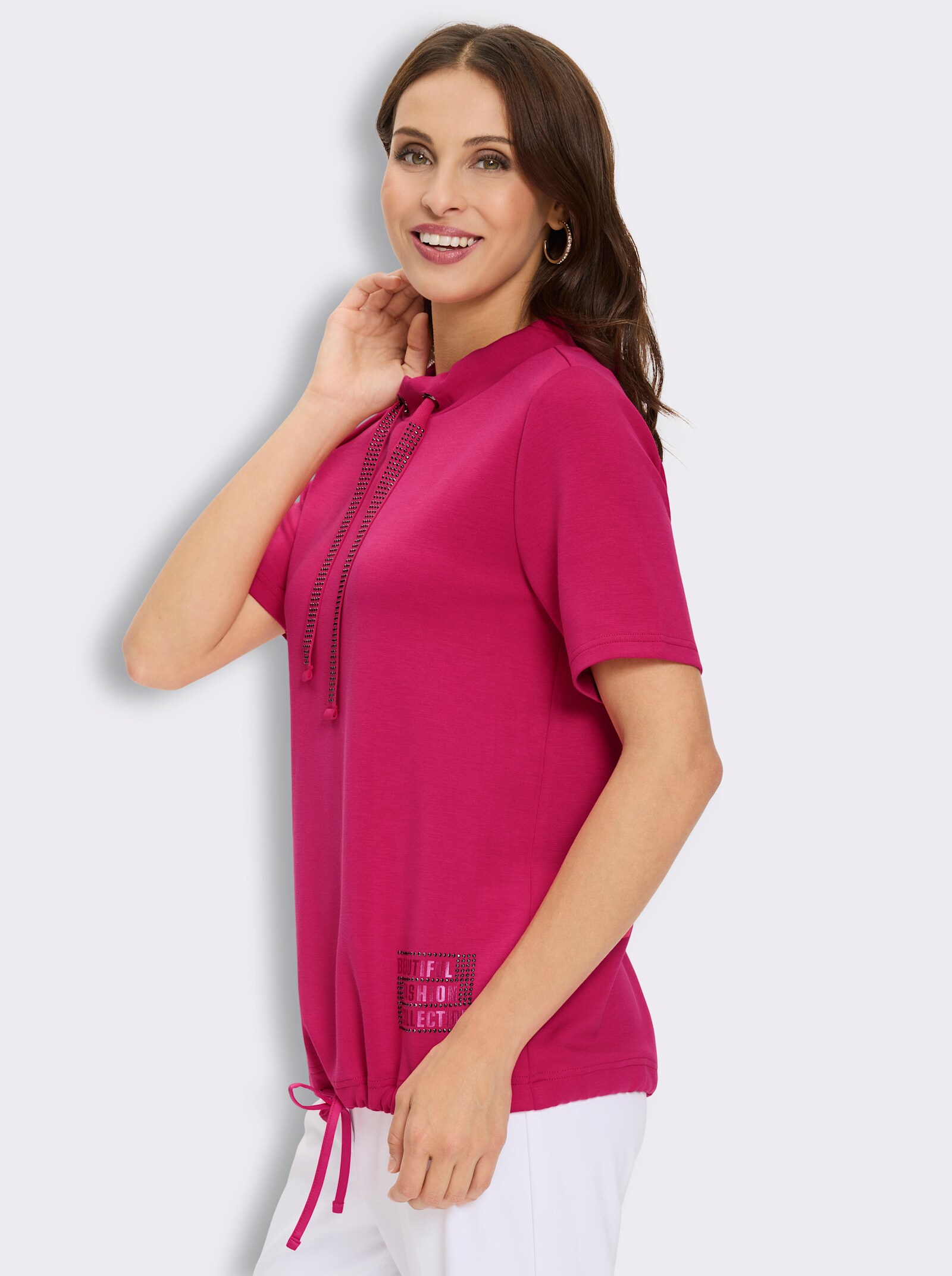 Sweatshirt mit kurzen Ärmeln - pink