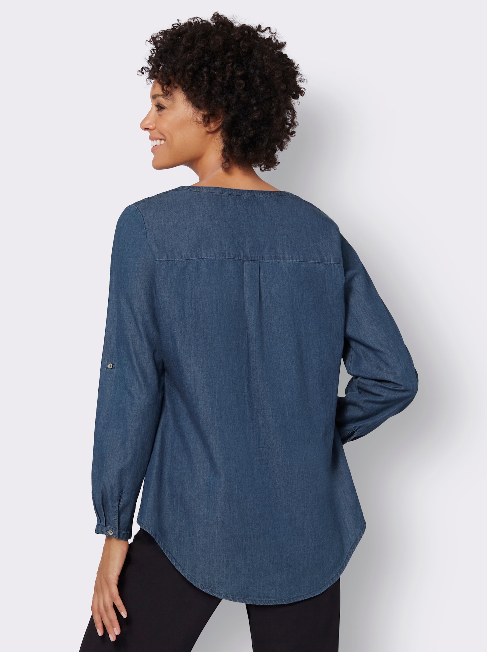 Jeanstunika mit Biesenverzierung - blue-bleached