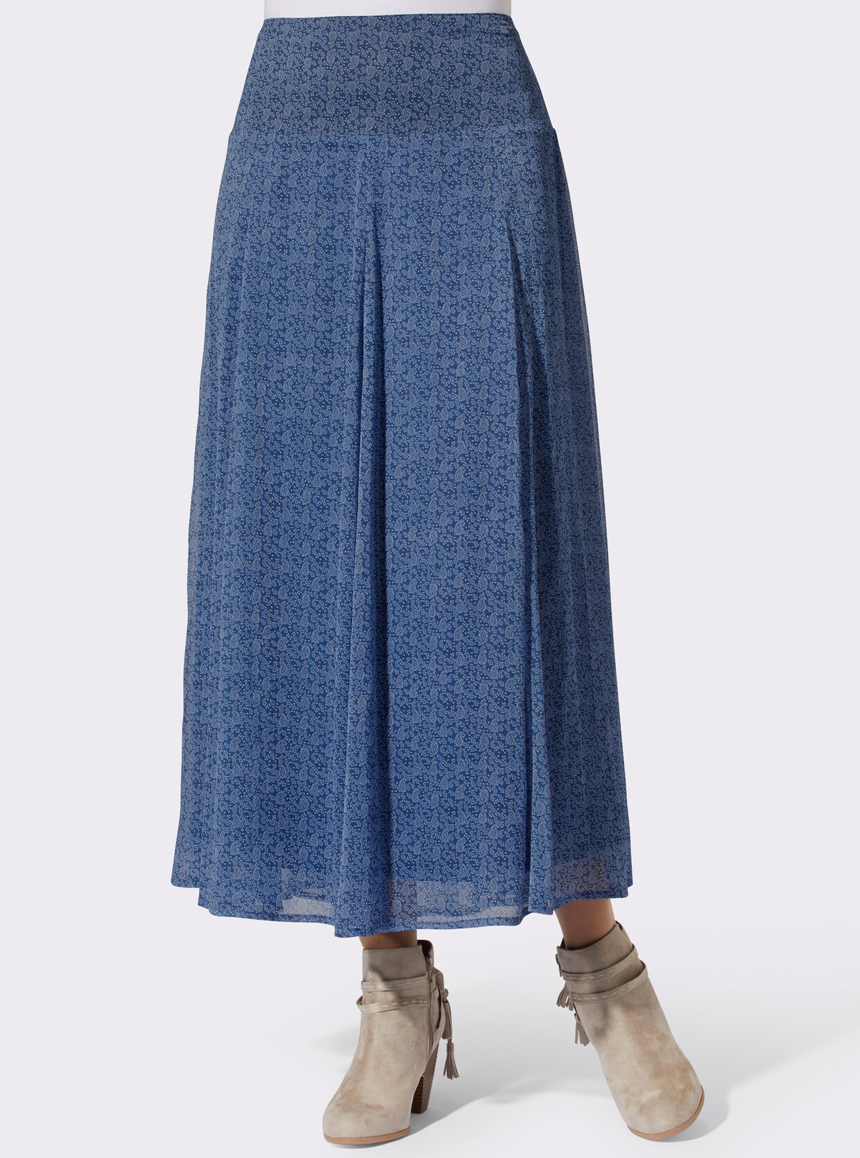 A-Linien-Rock - jeansblau-bleu-bedruckt
