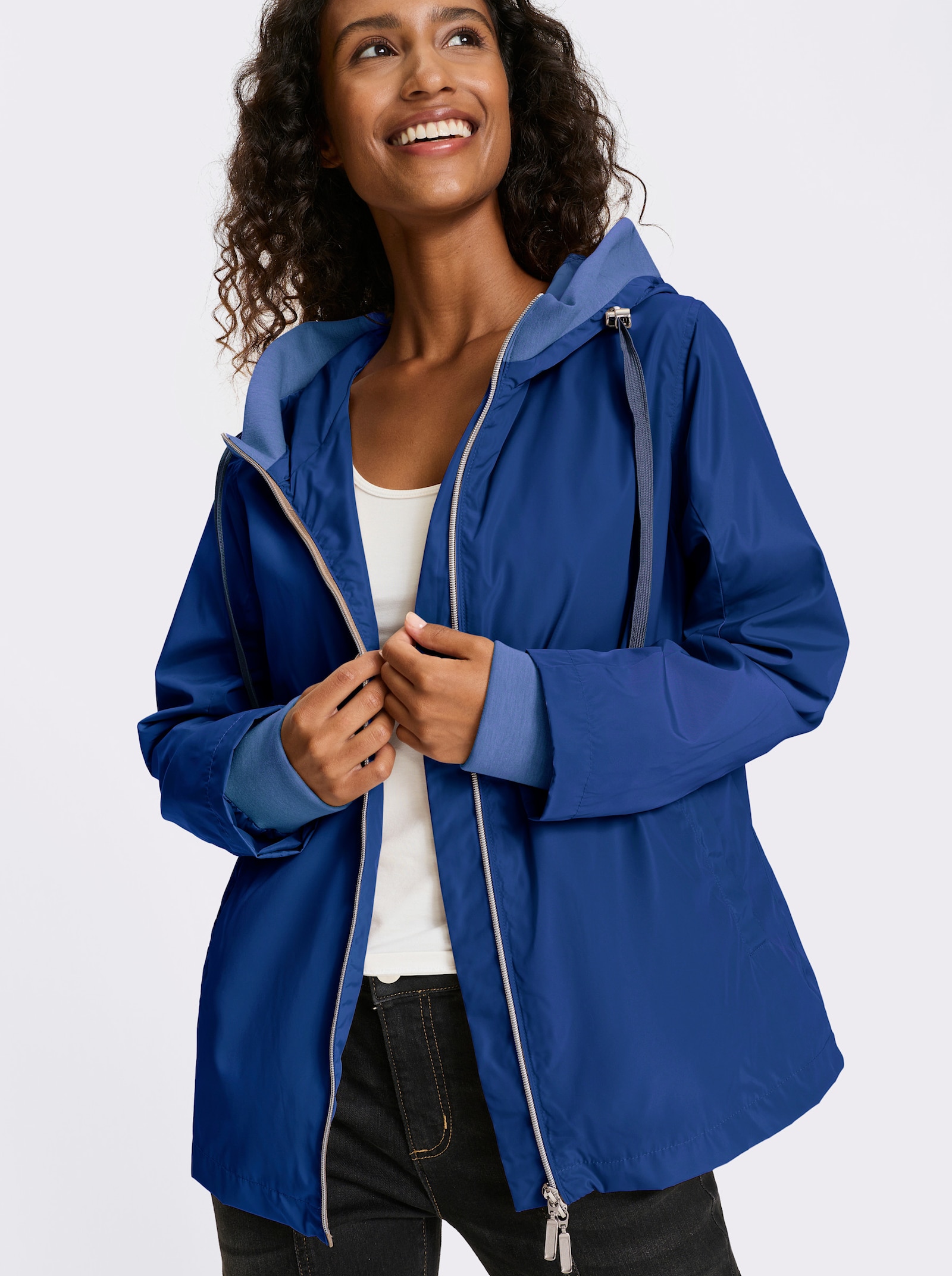 heine Vrijetijdsjack met capuchon - jeansblauw