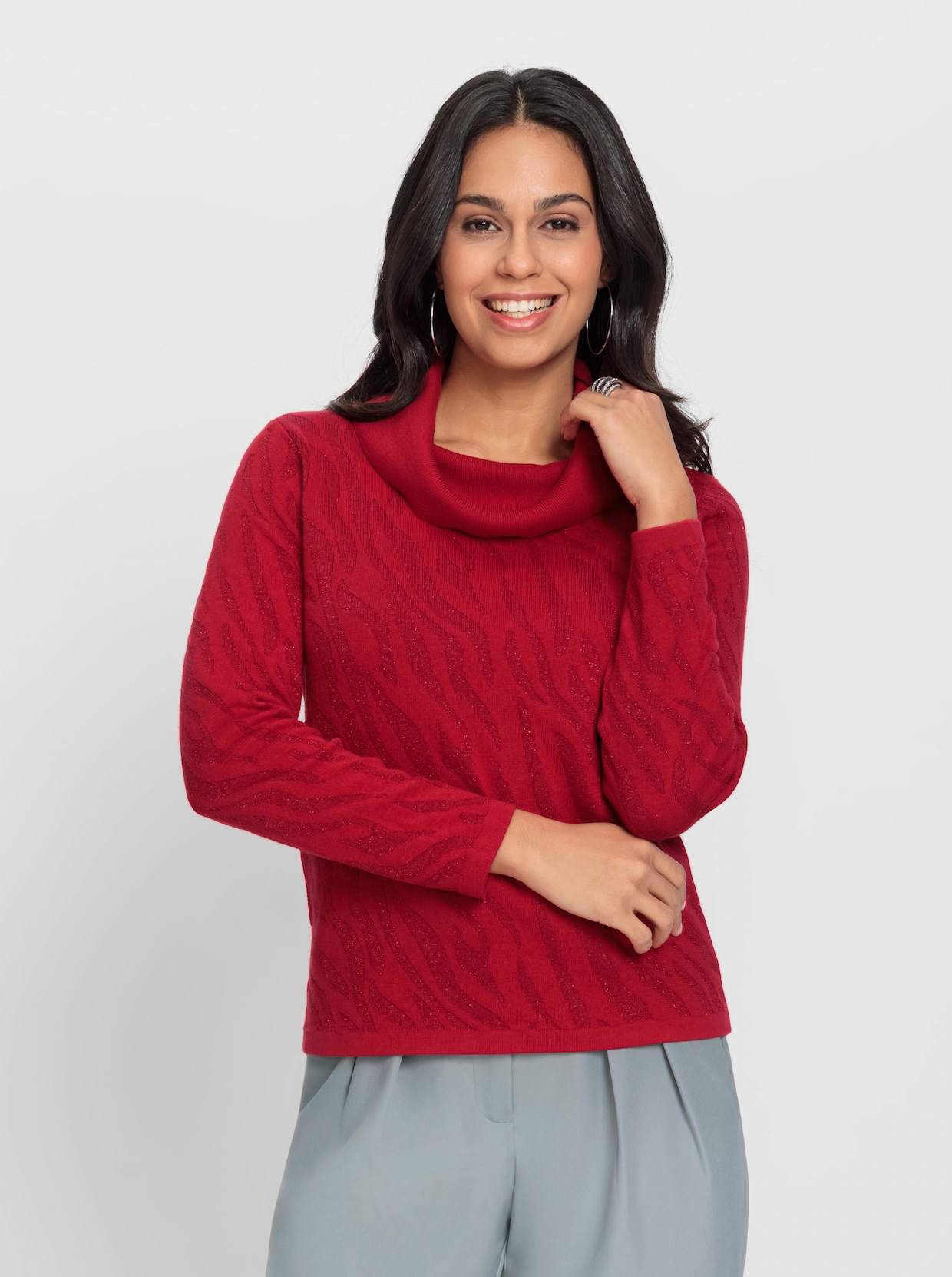Jacquard-Pullover - rot