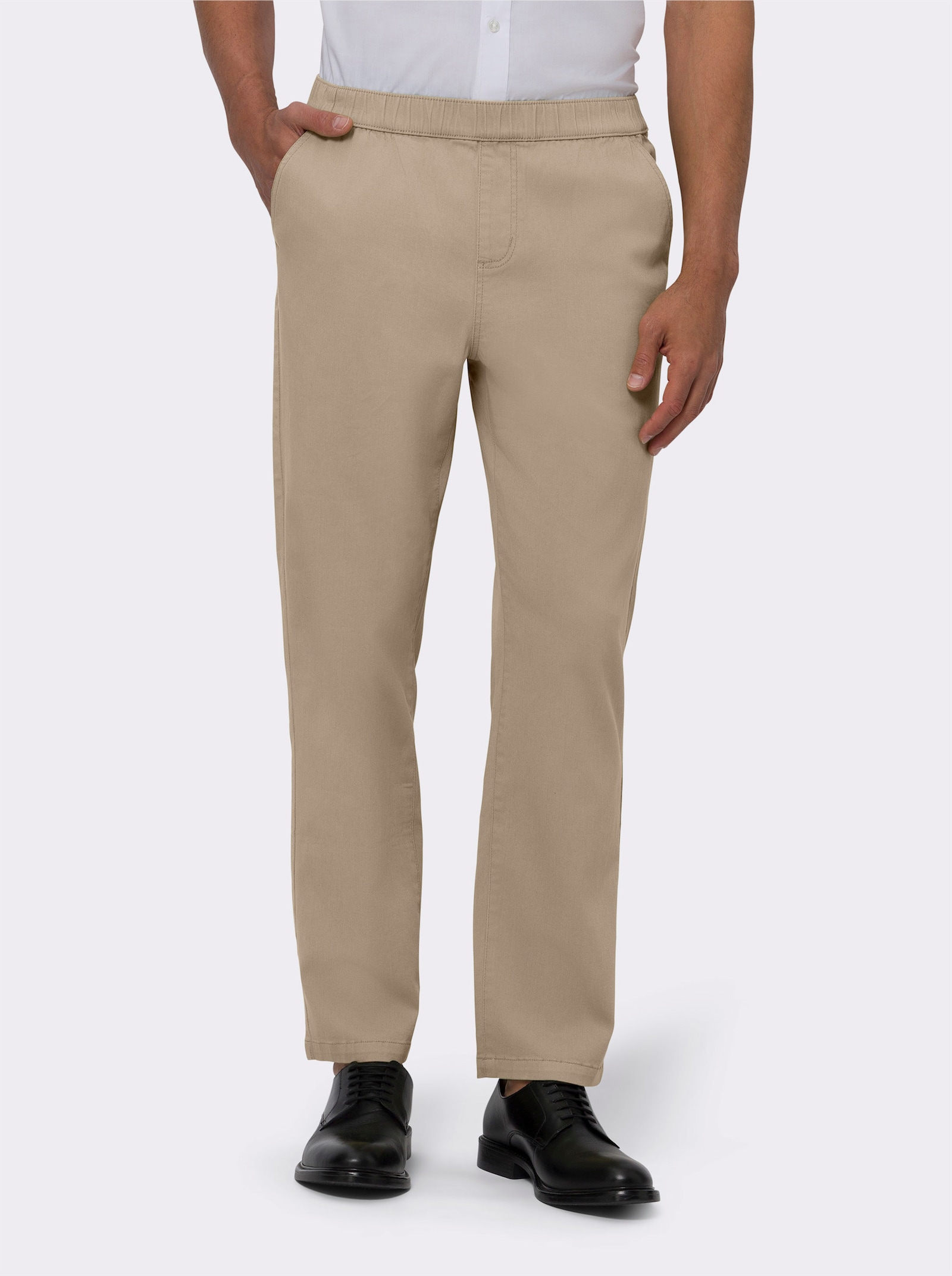 Comfortjeans met gestileerde ritssluitingoverslag - beige