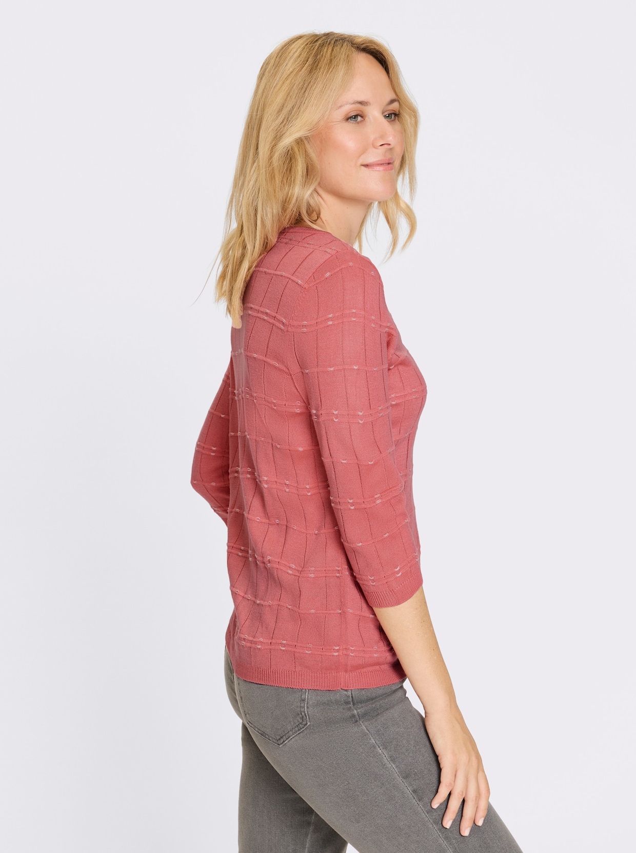 3/4 Arm-Pullover - flamingo-ecru-gemustert