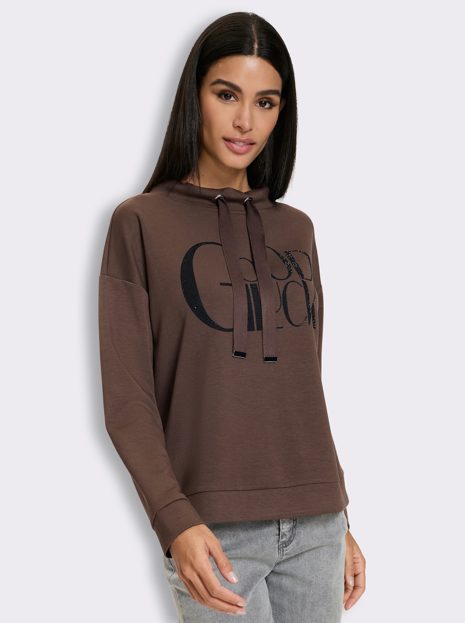 heine Sweatshirt mit Lettering-Print - schoko