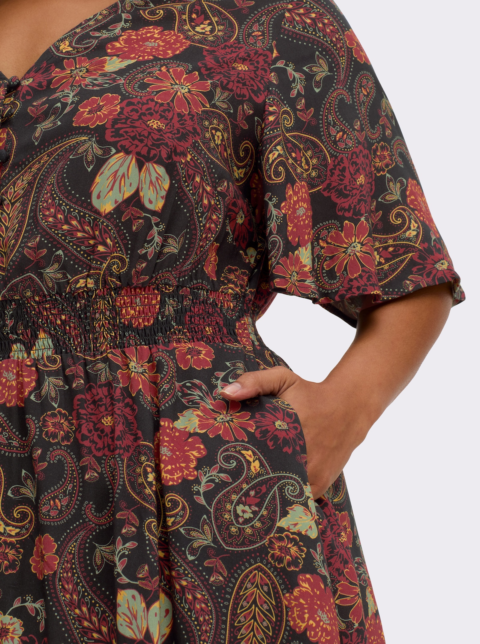 sheego by Joe Browns Maxikleid mit Paisleyprint - schwarz-bedruckt