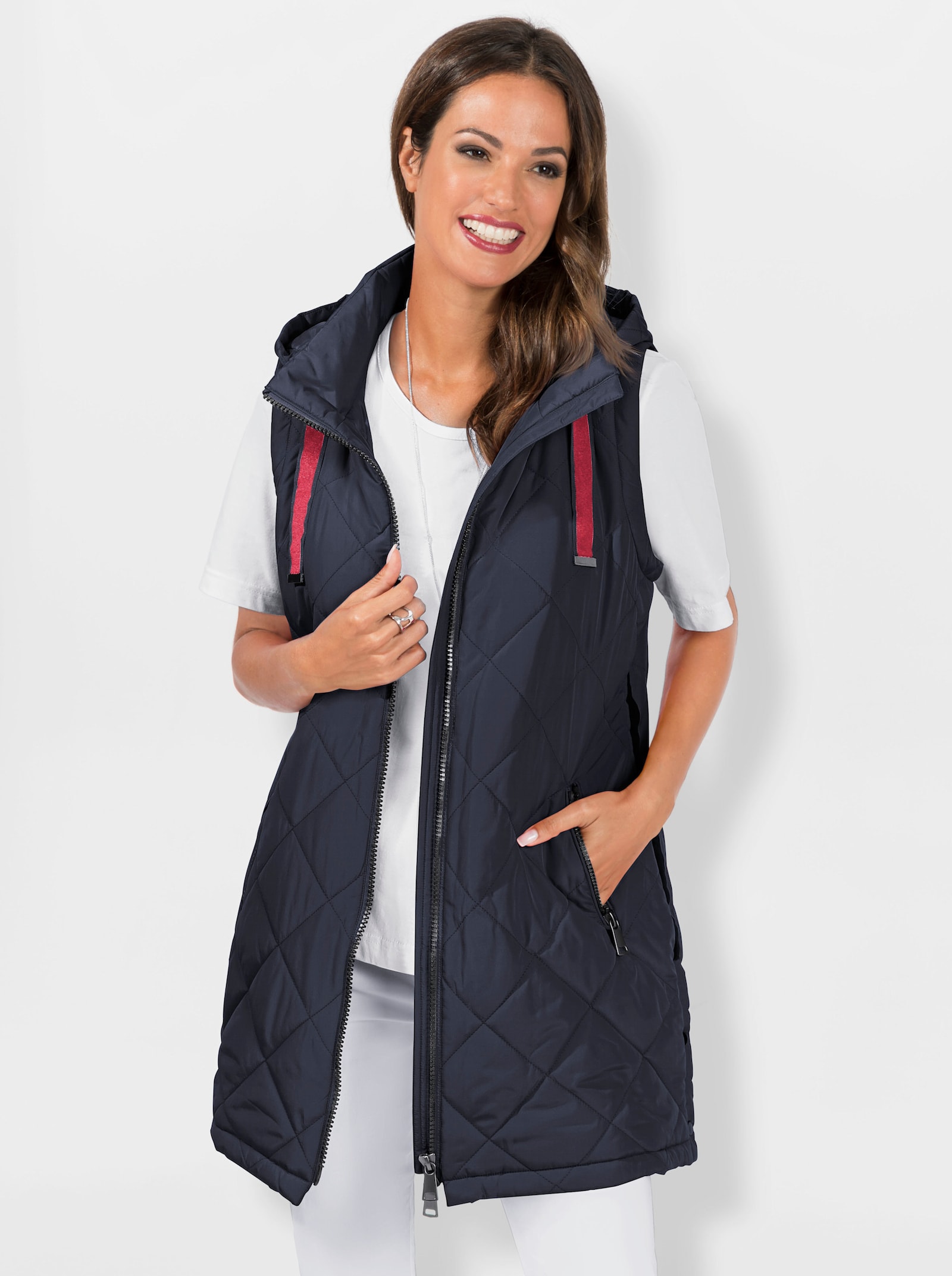 Longweste mit Rautensteppung - marine