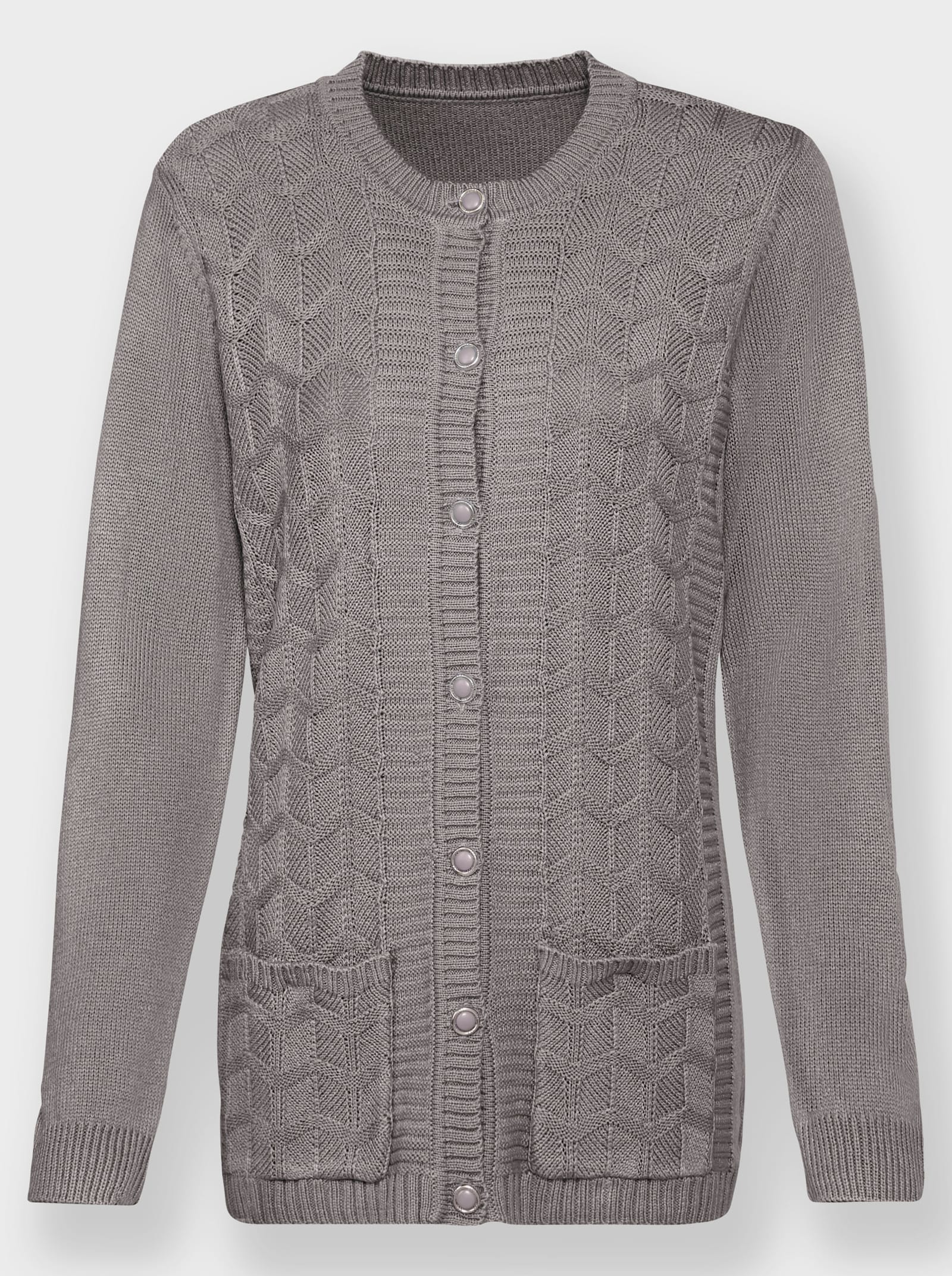 Strickjacke mit Schmuckknöpfen - steingrau