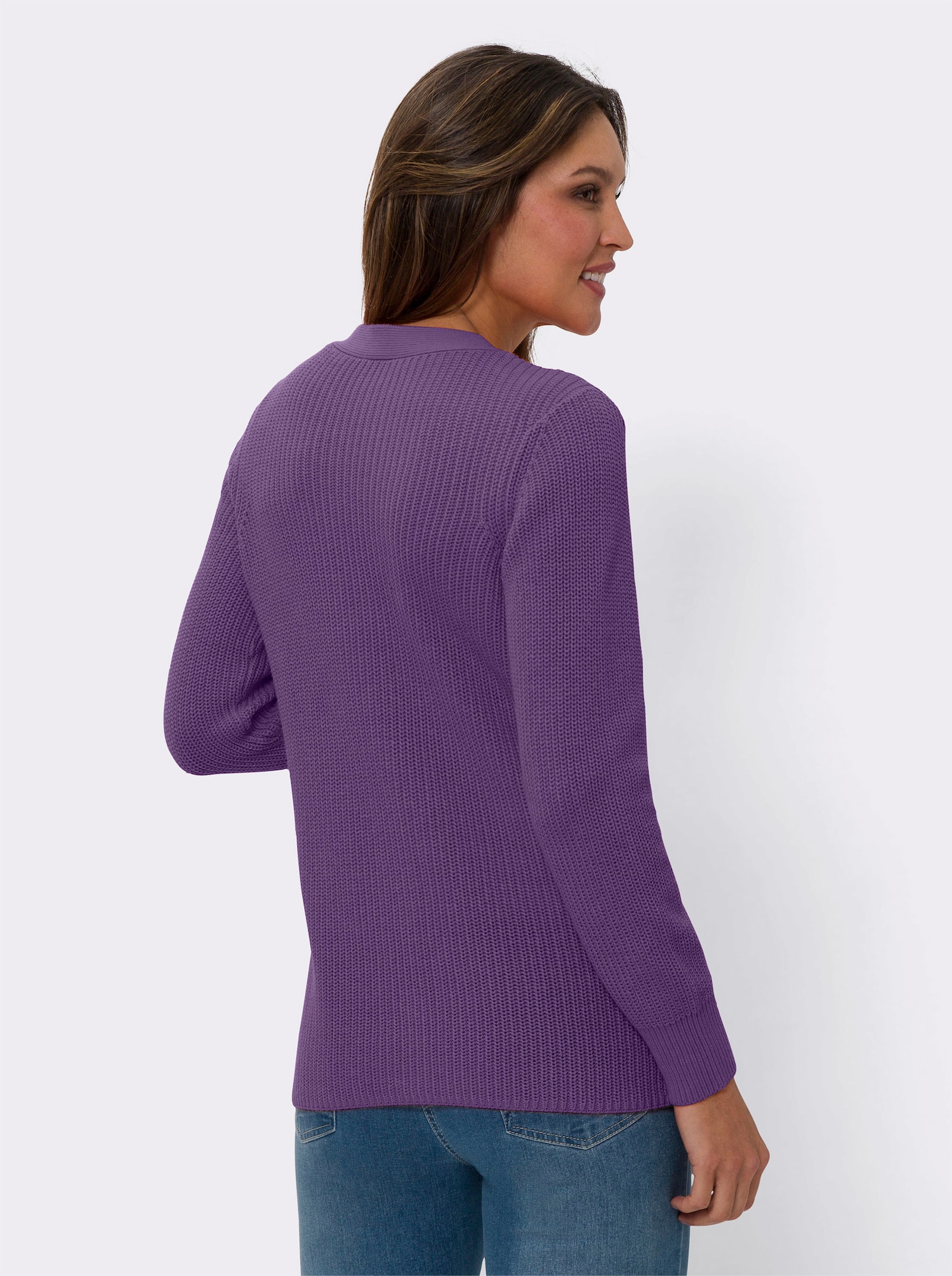 Strickjacke mit V-Ausschnitt - lila