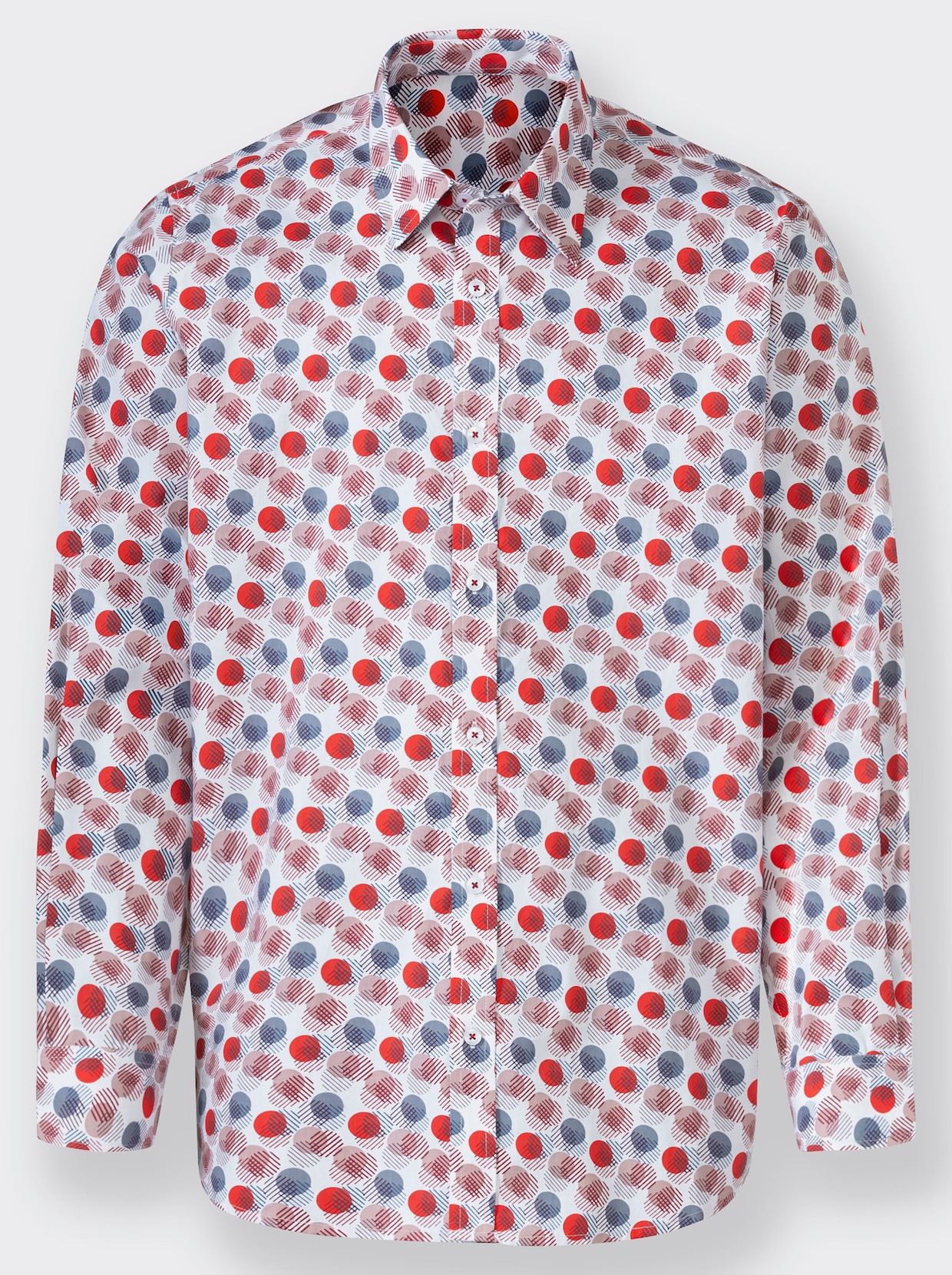 Marco Donati Hemd met lange mouwen - blauw/rood gedessineerd
