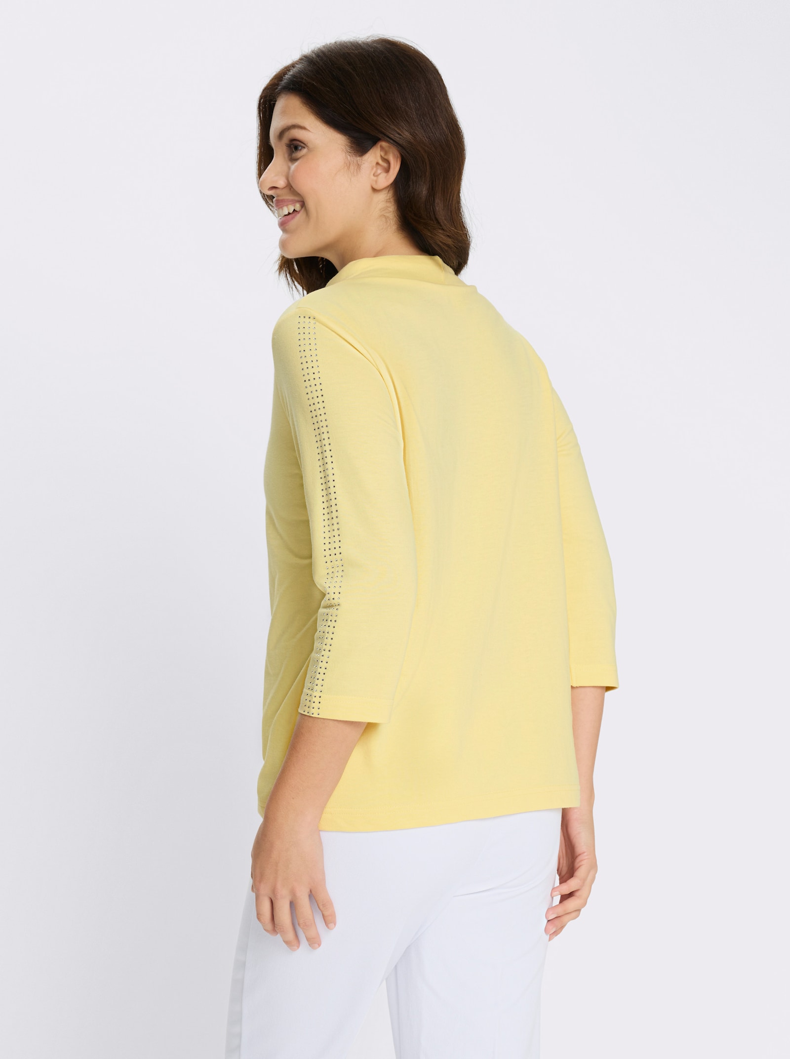 Sweatshirt mit Glitzersteinchen - zitrone