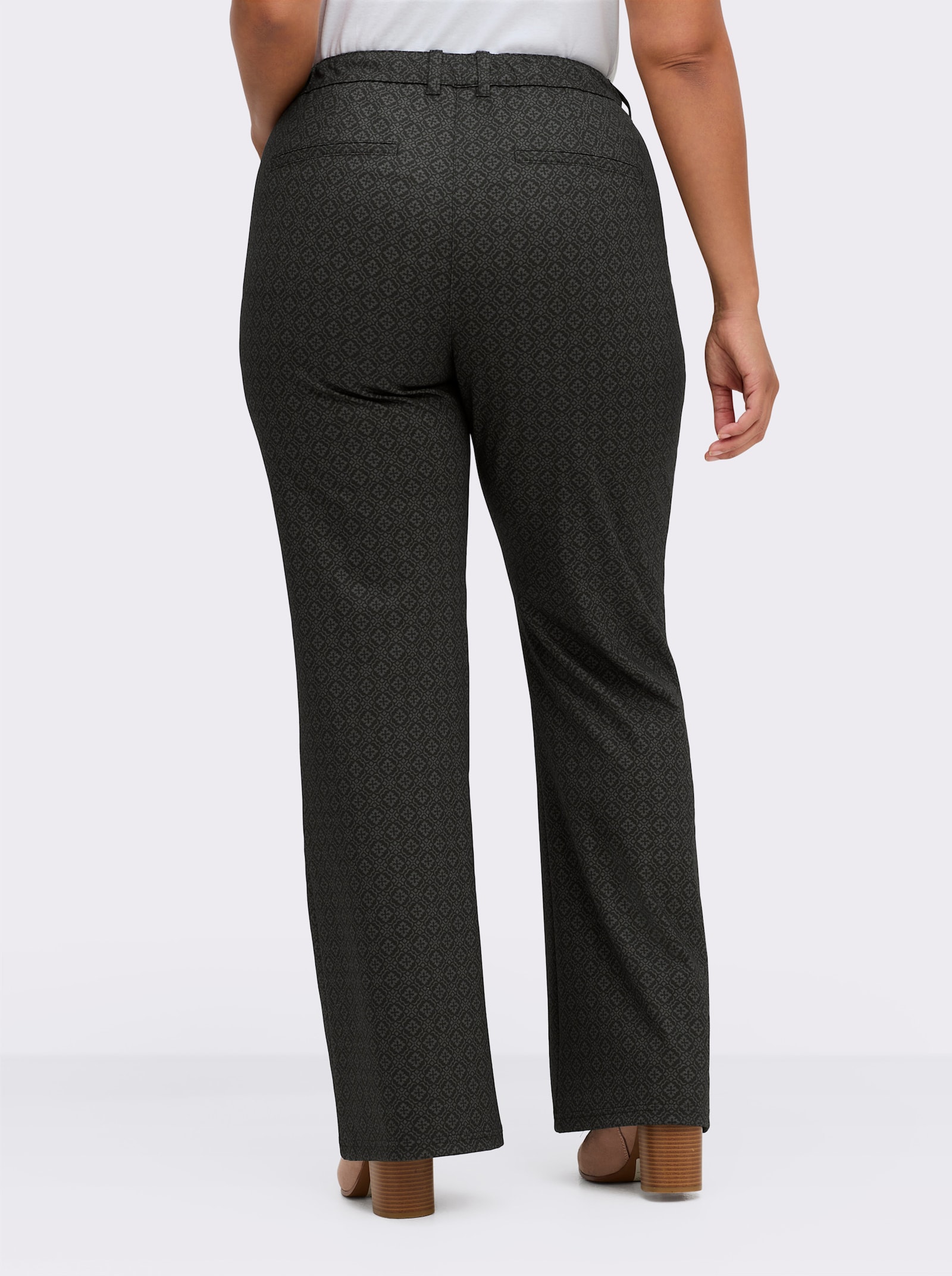 sheego Bootcuthose mit Jacquard-Kacheldruck - graphit-grau-gemustert